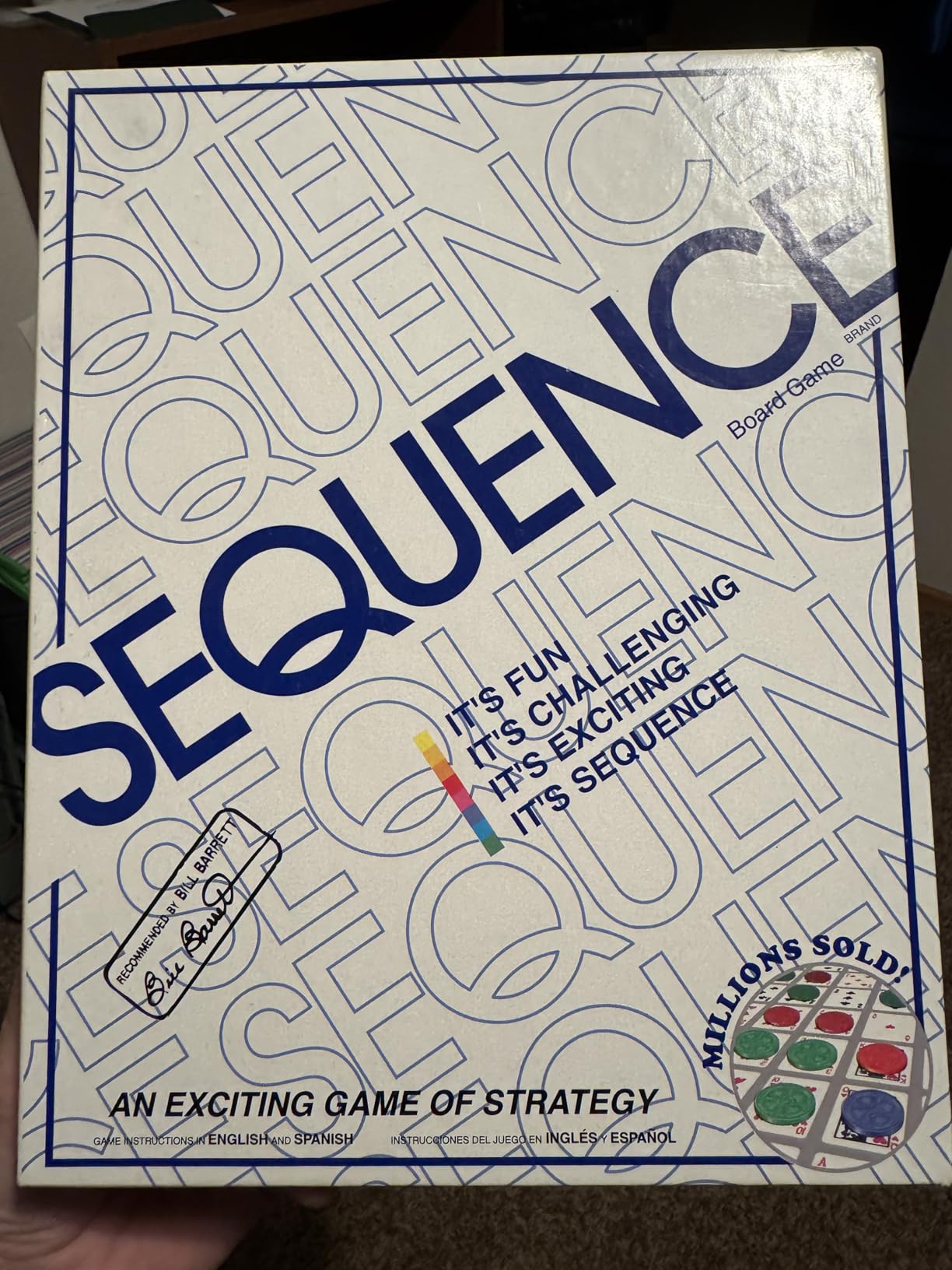 SEQUENCE- Original SEQUENCE Game with Folding Board, Cards and Chips by Jax ( Packaging may Vary ) White, 10.3