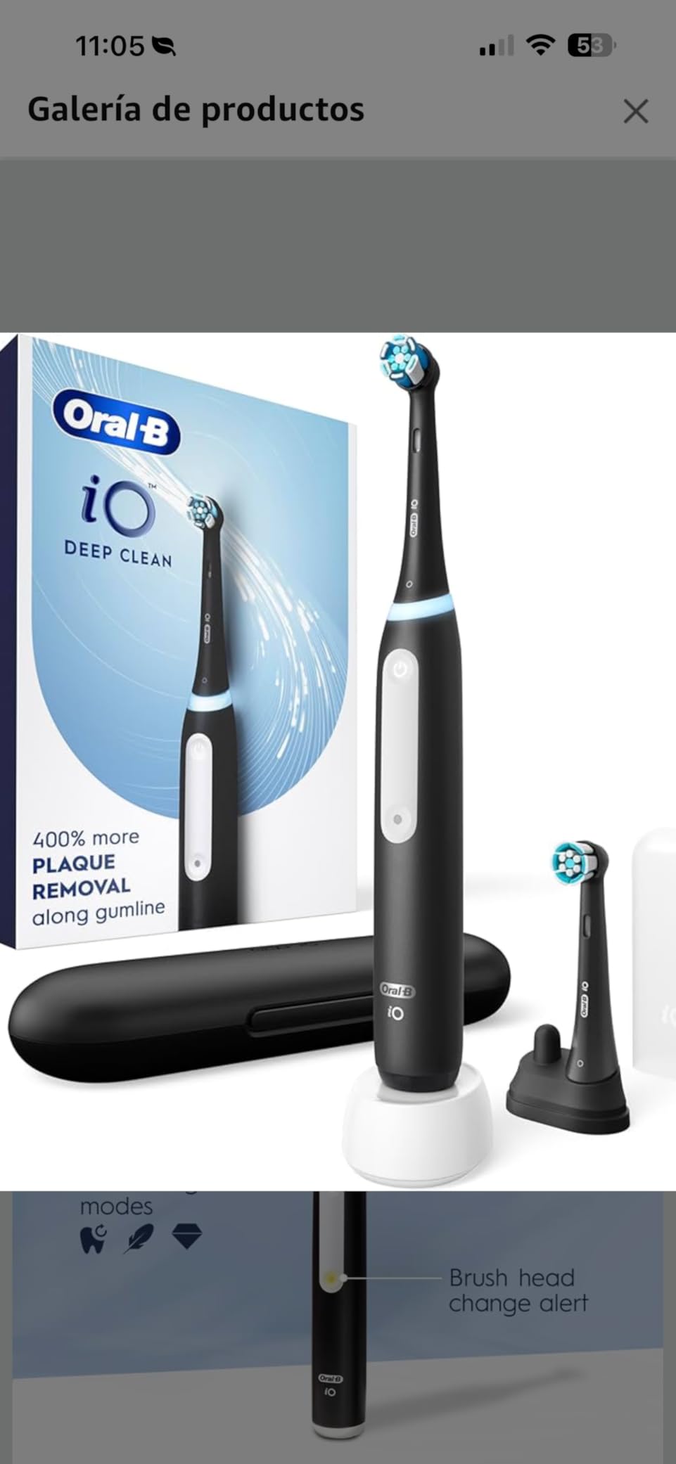 Oral-B iO Series 3 Limited Deep Clean Rechargeable Electric Toothbrush, Black, 3 Modes, Smart Pressure Sensor, 2 Replacement Brush Heads, Travel Case customer photo 1