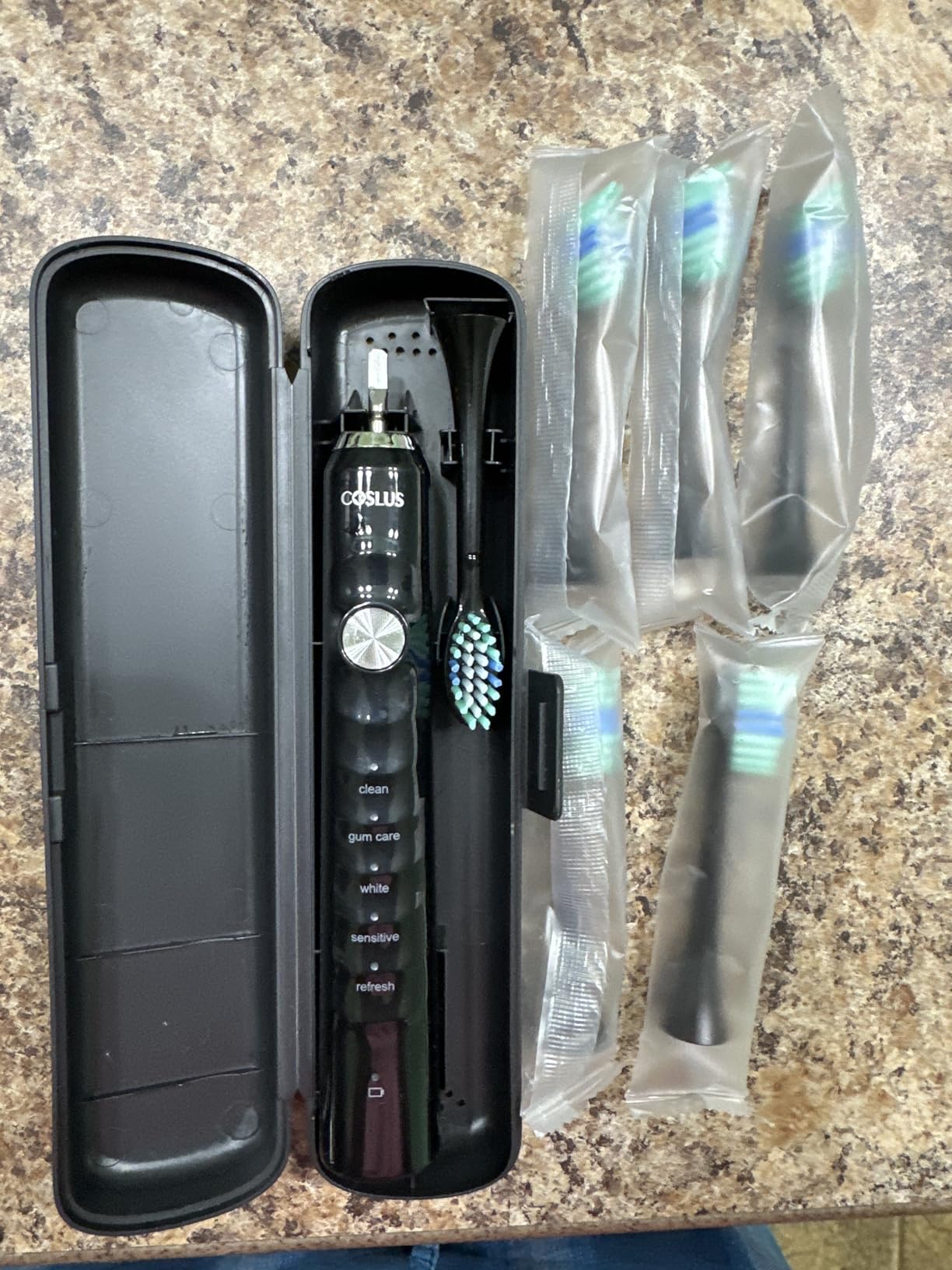 COSLUS Sonic Electric Toothbrush for Adults C40(DY-108Pro): 47000 VPM for Deep Cleaning with Travel Case - 5 Modes for Sensitive Teeth & Brace, Wireless Charging, 6 Brush Heads for Family, Black (1PC) customer photo 2