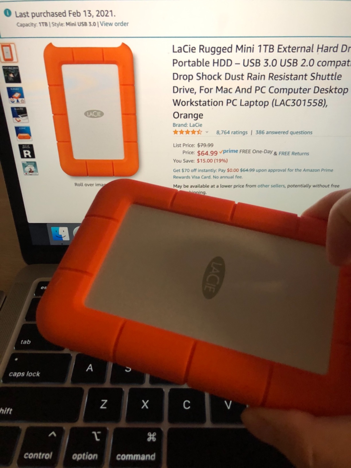 LaCie USB 3.2 1TB Rugged Mini Hard Drive customer photo 1