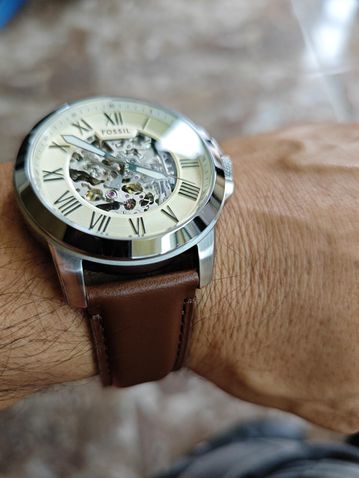 Men's Grant Quartz Stainless Steel and Leather Chronograph Watch customer photo 1