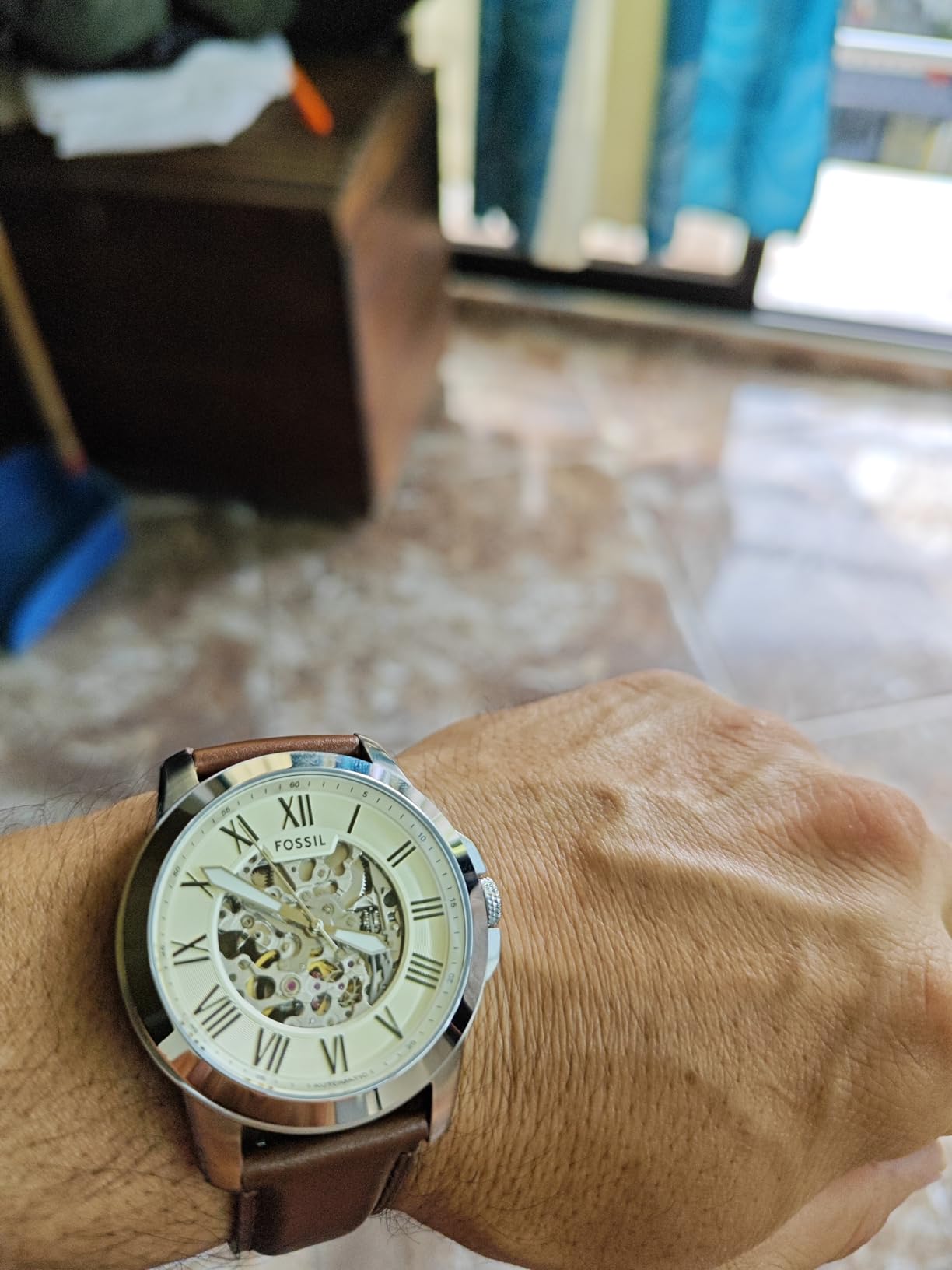 Men's Grant Quartz Stainless Steel and Leather Chronograph Watch customer photo 2