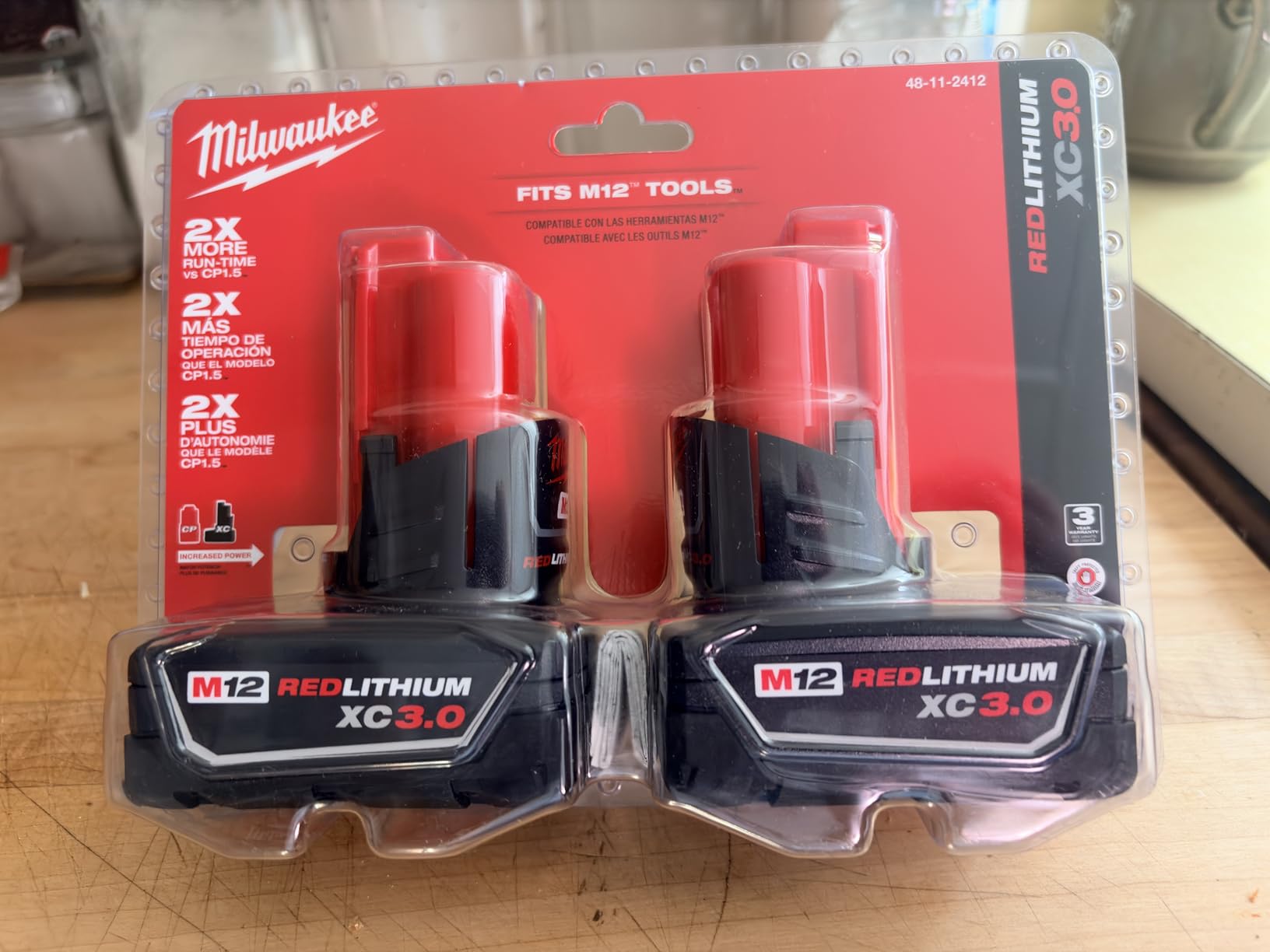 Milwaukee 48-11-2412 Twin Pack of 3.0Ah Extended Capacity 12V Lithium-Ion Batteries customer photo 1
