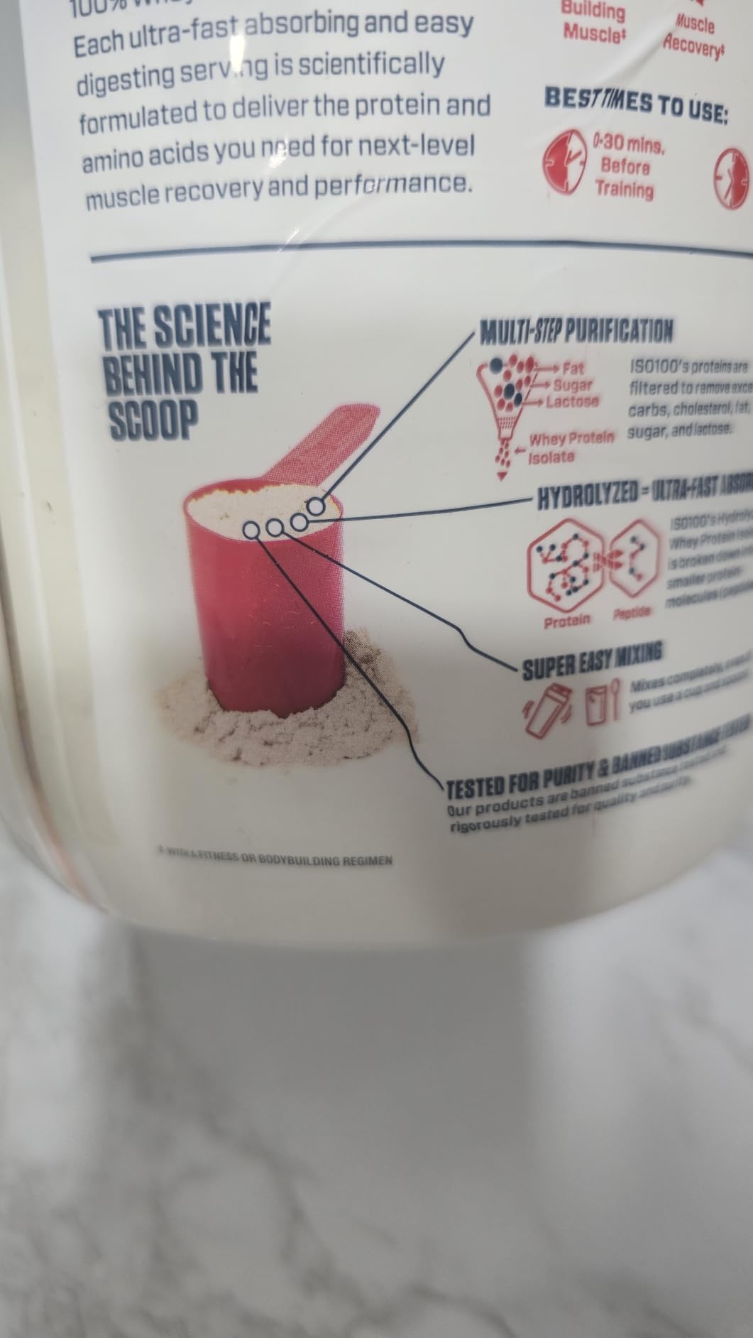 Dymatize ISO 100 Whey Protein Powder with 25g of Hydrolyzed 100% Whey Isolate, Vanilla 5 Pound, Package may vary customer photo 2