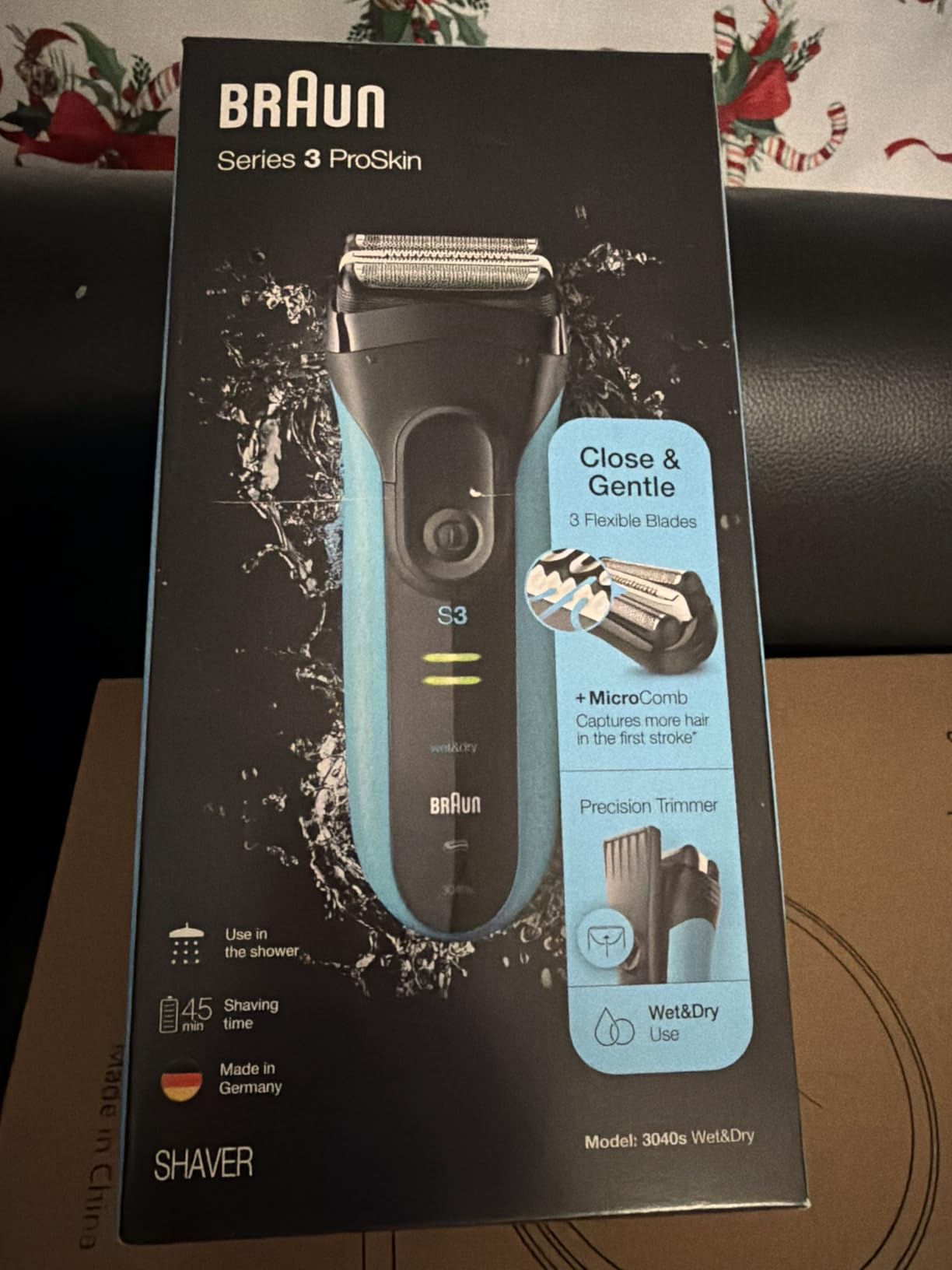 Braun Electric Series 3 Razor with Precision Trimmer, Rechargeable, Wet & Dry Foil Shaver for Men, Blue/Black, 4 Piece customer photo 2