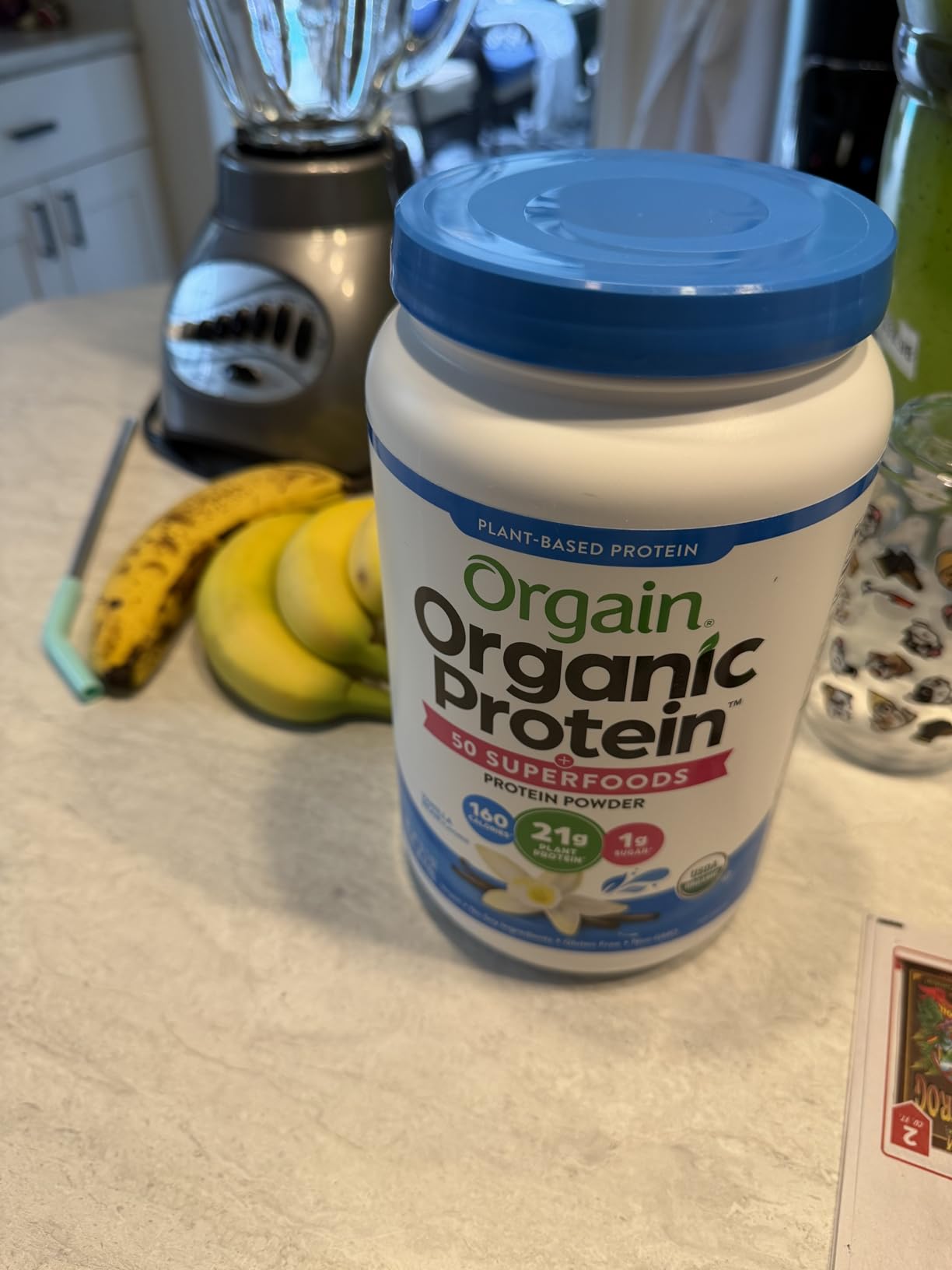 Orgain Organic Vegan Protein + 50 Superfoods Powder, Vanilla Bean - 21g Plant Based Protein, 8g Prebiotic Fiber, No Lactose Ingredients, Gluten Free, No Added Sugar, Non-GMO, 2.02 lb customer photo 1