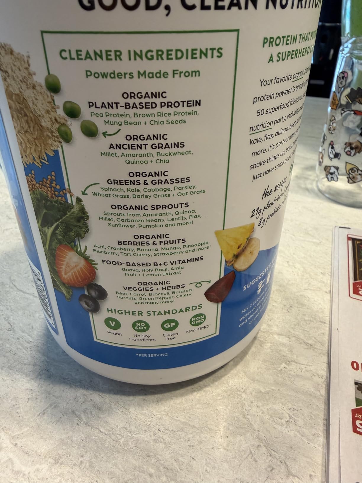 Orgain Organic Vegan Protein + 50 Superfoods Powder, Vanilla Bean - 21g Plant Based Protein, 8g Prebiotic Fiber, No Lactose Ingredients, Gluten Free, No Added Sugar, Non-GMO, 2.02 lb customer photo 2