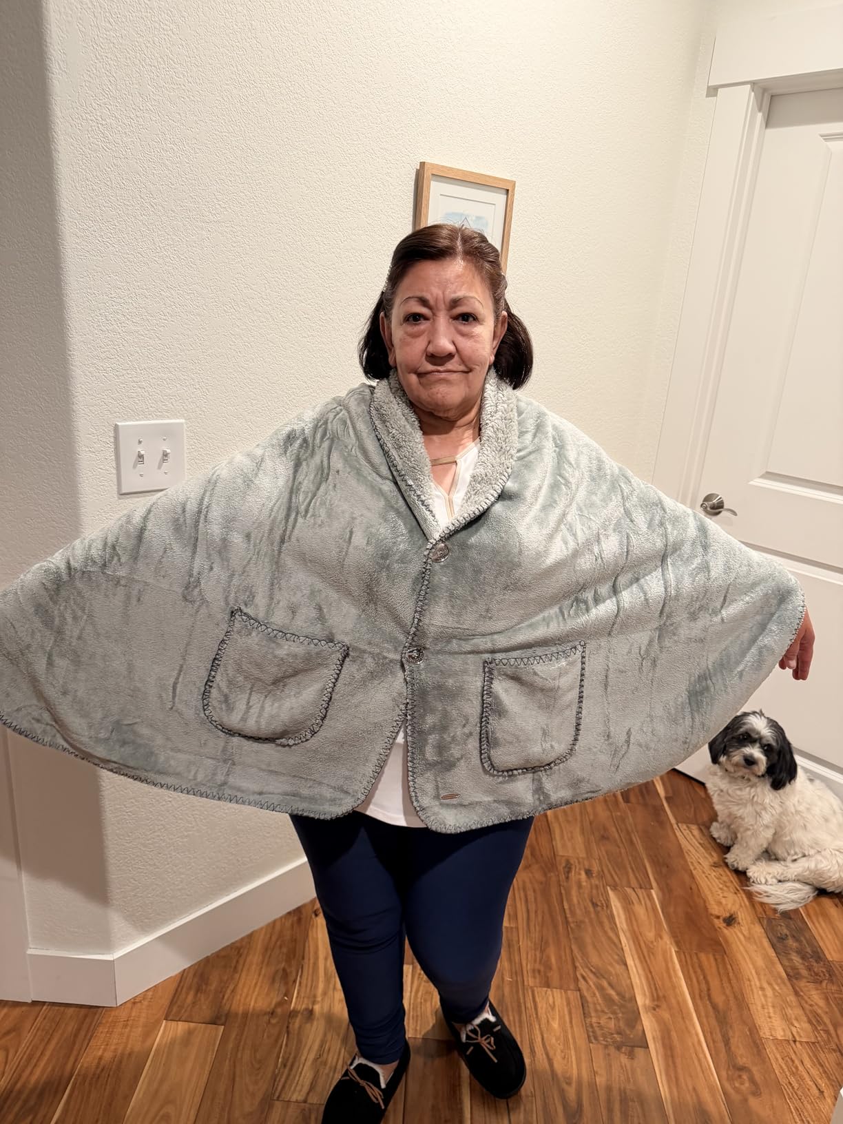 Premium Double Layer Poncho Blanket -No Sleeves Easy On Easy Off- Drape and Go- Top Christmas Gifts for Grandma, Gift for Mom and Elderly Women customer photo 2