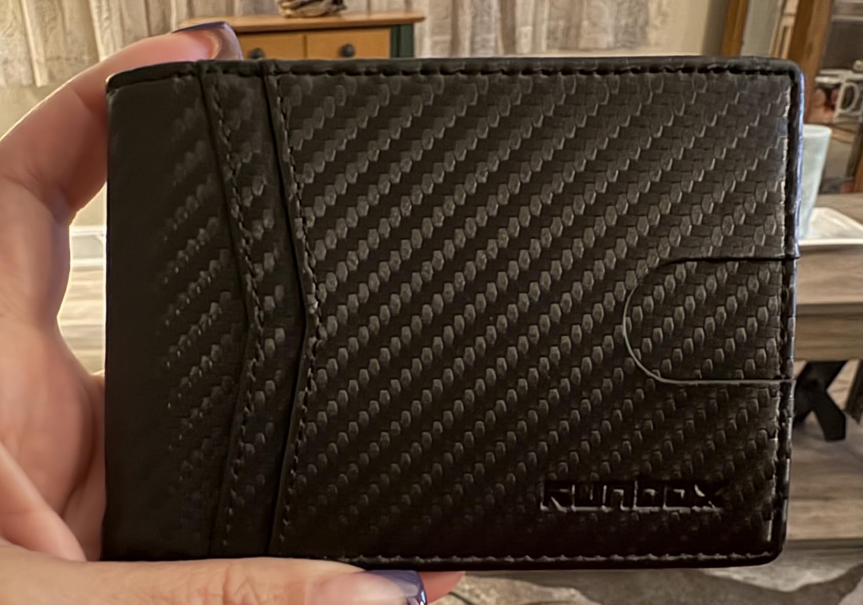 RUNBOX Wallet for Men Slim Rfid Leather 2 ID Window With Gift Box | Slim, Rfid, 2 ID Window, With Gift Box, Slim, Rfid customer photo 1