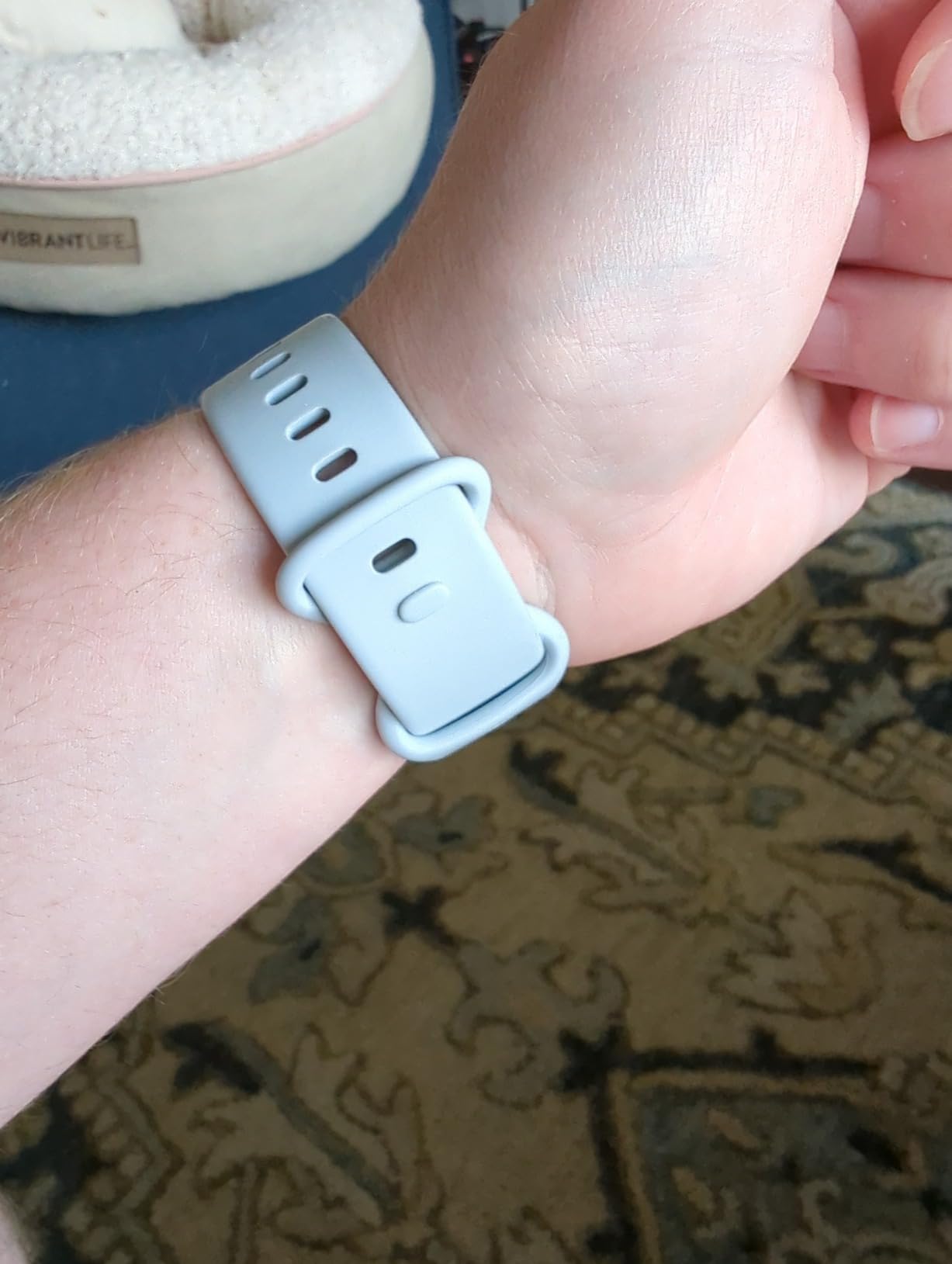 Fitbit Sense 2 Advanced Health and Fitness Smartwatch with Tools to Manage Stress and Sleep, ECG App, SpO2, 24/7 Heart Rate and GPS, Lunar White/Platinum, One Size (S & L Bands Included) customer photo 1