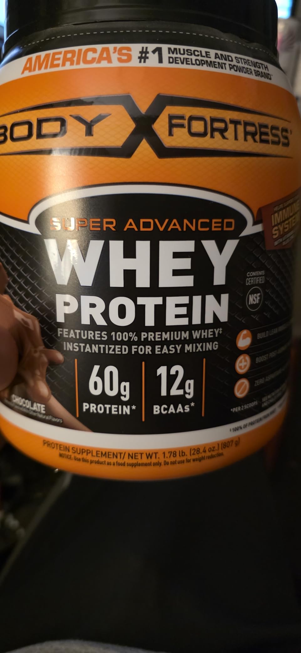 Body Fortress 100% Whey, Premium Protein Powder, Chocolate, 1.78lbs customer photo 2