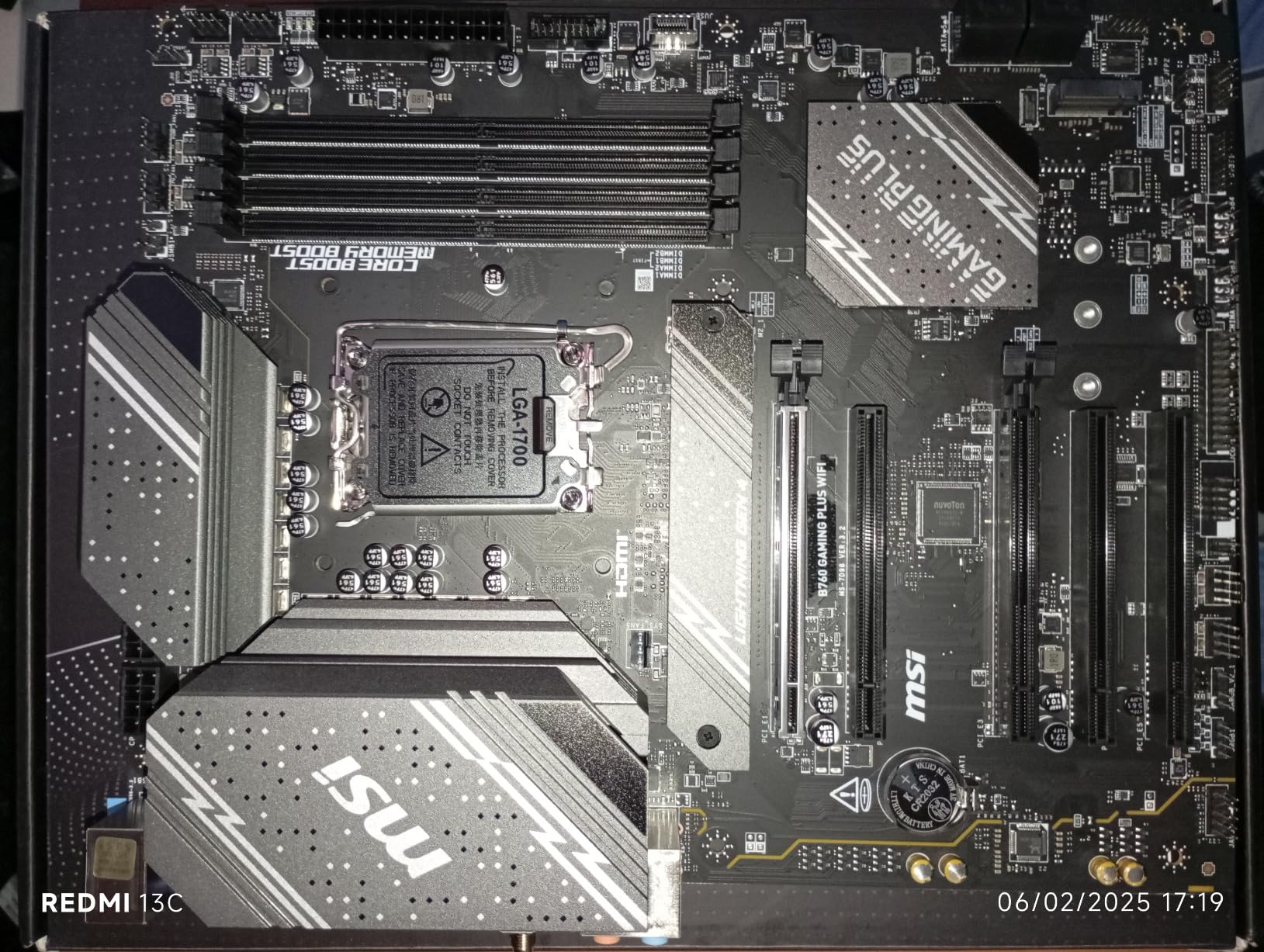 MSI B760 Gaming Plus WiFi Gaming Motherboard (Supports 12th/13th/14th Gen Intel Processors, LGA 1700, DDR5, PCIe 4.0, M.2, 2.5Gbps LAN, USB 3.2 Gen2, HDMI/DP, Wi-Fi 6E, Bluetooth 5.3, ATX) customer photo 2