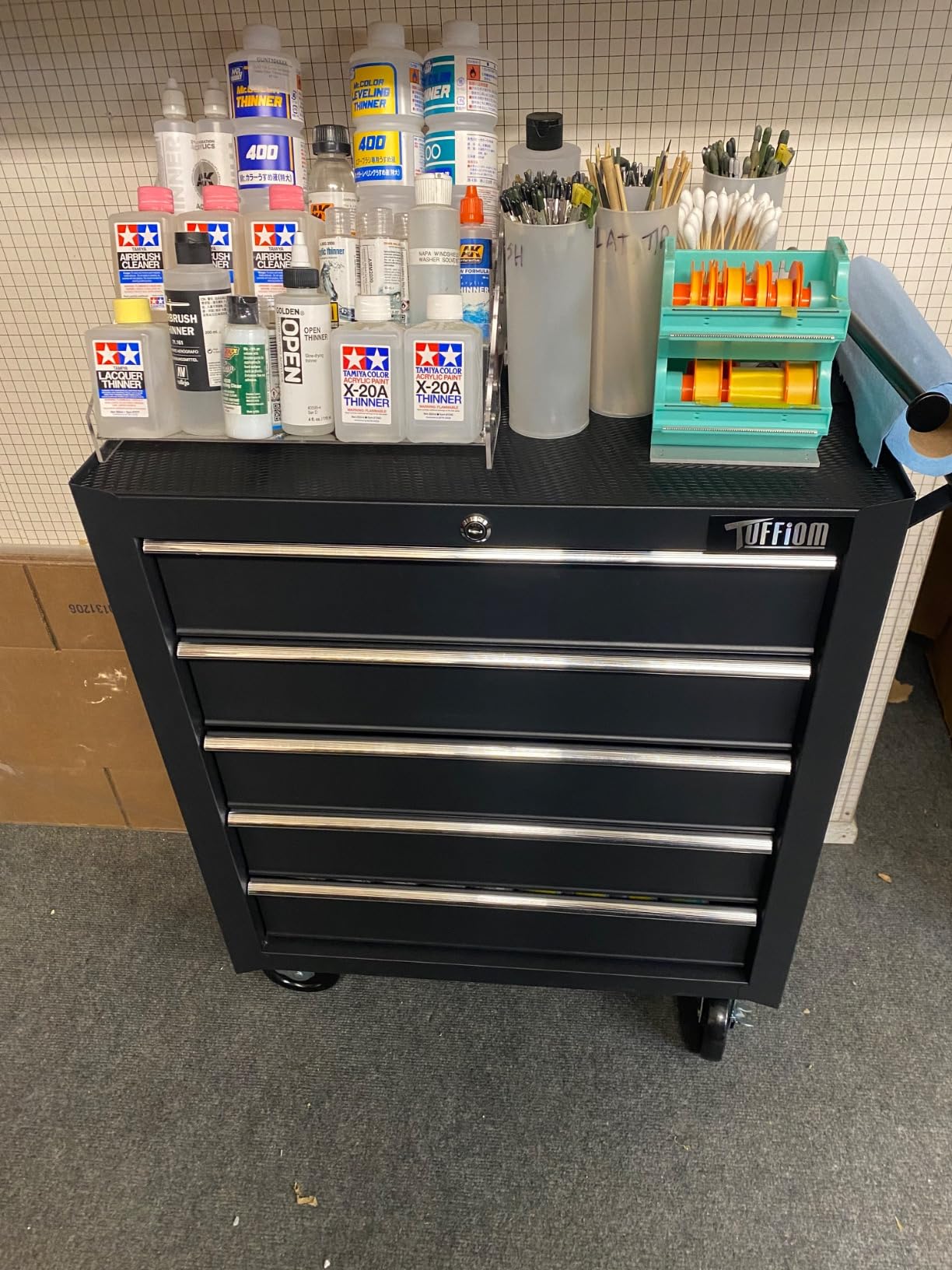 TUFFIOM 5-Drawer Rolling Tool Chest w/Drawers & Lock, Tool Storage Cabinet with Lockable Wheels, Top Cushion & Drawer Liners, Tool Organizer Box for Garage, Warehouse & Repair Sho customer photo 1