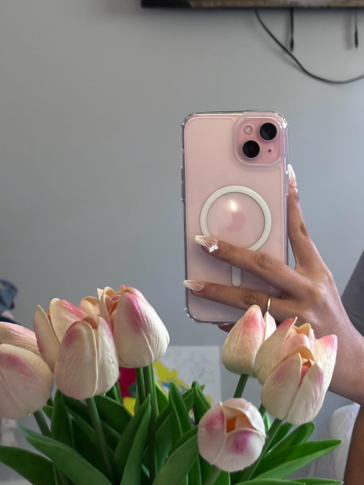 FNTCASE for iPhone 15 Case Clear: iPhone 14/13 Case Magnetic Phone Cases with Screen Protector Compatible with Magsafe Slim Anti Yellowing Rugged Protective Transparent Cell Cover customer photo 1