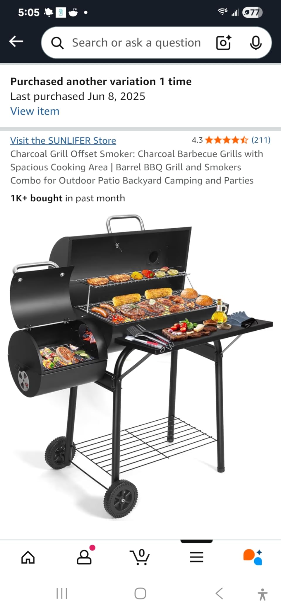Charcoal Grill Offset Smoker: Charcoal Barbecue Grills with Spacious Cooking Area | Barrel BBQ Grill and Smokers Combo for Outdoor Patio Backyard Camping and Parties customer photo 2