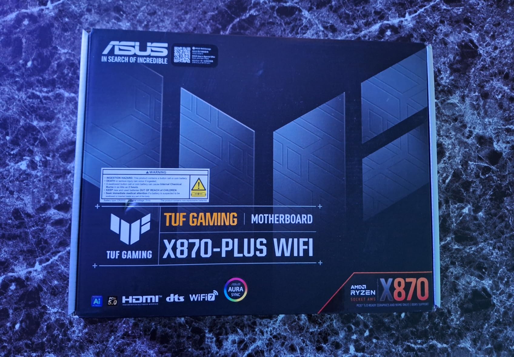 ASUS TUF Gaming X870-PLUS WiFi AMD AM5 X870 ATX Motherboard, 16+2+1, 80A SPS Power Stages, DDR5, PCIe 5.0 Ready, Four M.2 Slots, Wi-Fi 7, 2.5Gb LAN, HDMI, USB4 40Gbps, SATA 6 Gbps, USB 20Gbps Type-C customer photo 1