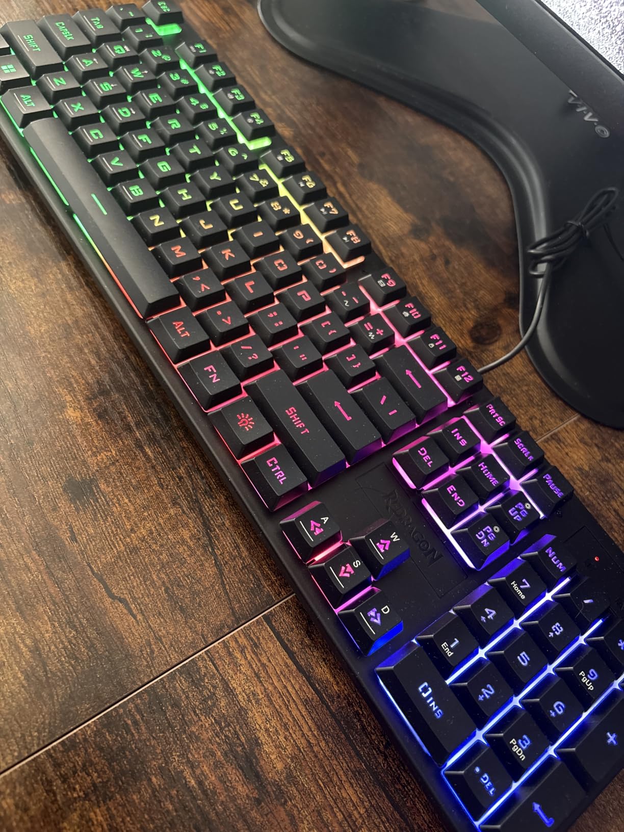 Redragon K521 Upgrade Rainbow LED Gaming Keyboard, 104 Keys Wired Mechanical Feeling Keyboard with Multimedia Keys, One-Touch Backlit, Anti-Ghosting, Compatible with PC, Mac, PS4/5, Xbox customer photo 2