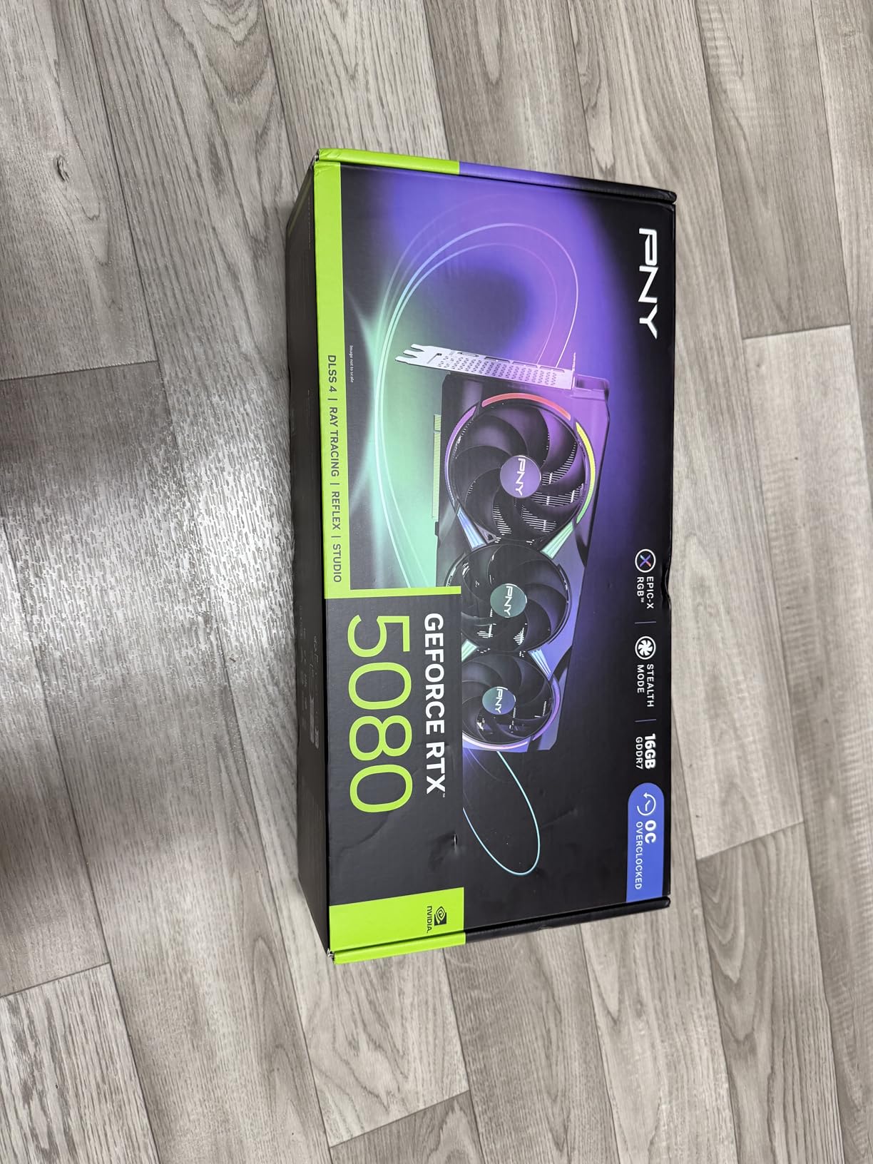 PNY NVIDIA GeForce RTX 5080 Epic-X ARGB OC Triple Fan, Graphics Card (16GB GDDR7, 256-bit, Boost Speed: 2775 MHz, PCIe 5.0, HDMI/DP 2.1, 2.99-Slot, NVIDIA Blackwell Architecture, DLSS 4) customer photo 2
