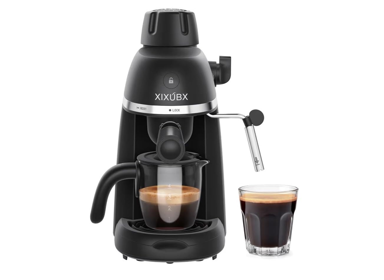 Coffee Machine, 3.5 Bar Espresso & Cappuccino Machine with Steam Wand, Compact Design Coffee Maker for Latte, Safety Lock & Tritan Cups, 800w, Black customer photo 1