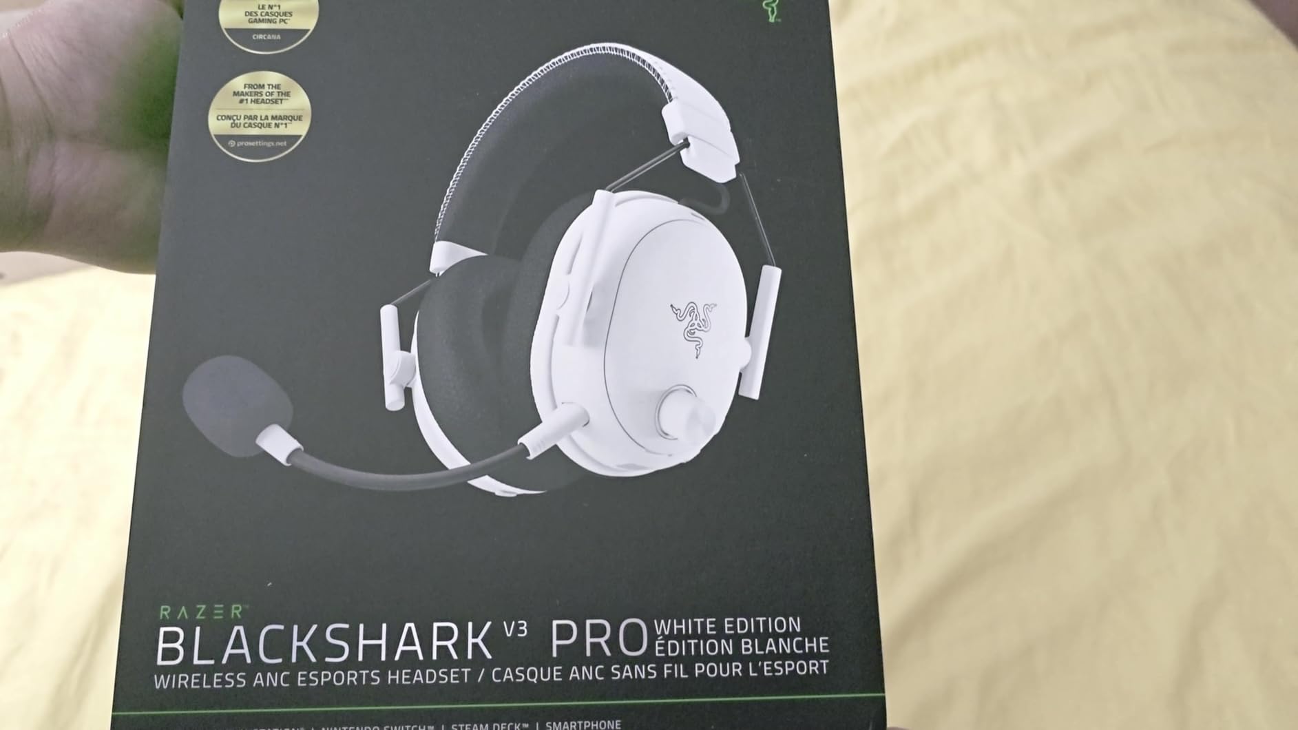 Razer BlackShark V3 Pro Wireless ANC Gaming Headset for PC: Full Band Mic - 50mm Drivers - 2.4 GHz, Bluetooth, USB, 3.5mm - Works with Mac, PS5, Nintendo Switch, Smartphone - 70 Hr Battery - Black customer photo 1