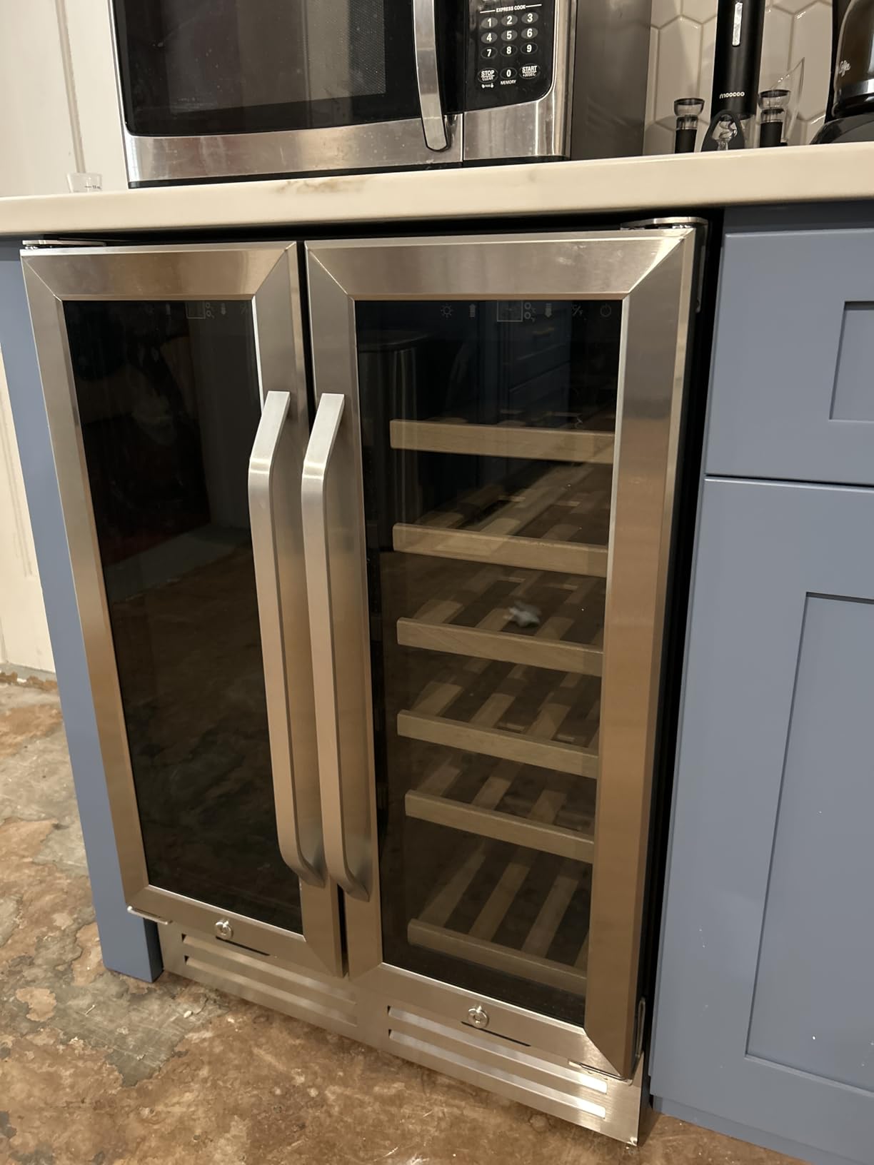 128 Cans Beverage Refrigerator Cooler, 3.2 Cu.Ft Mini Drink Fridge Glass Door for Drink Beer Soda Wine, Beer Fridge with 4 Removable Shelves for Kitchen Bedroom, Office Bar Gaming Room,Stainless Steel customer photo 1