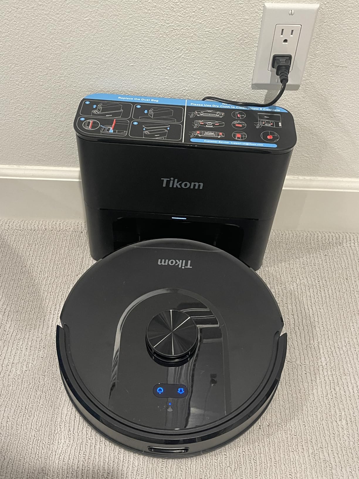 Tikom Robot Vacuum and Mop, 6000Pa Robotic Vacuum Cleaner with Self-Emptying Base, 90 Days Capacity, LiDAR Navigation, Home Mapping, Ideal for Pet Hair, Hard Floors, Carpet (L8000 Plus) customer photo 1