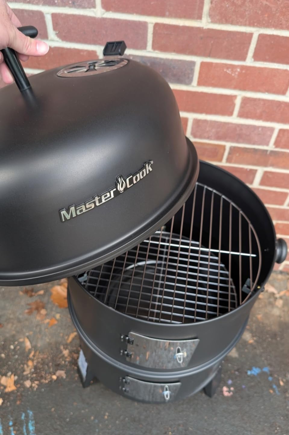 MASTER COOK 16 inch Charcoal Smoker, Vertical BBQ Grill, Heavy Duty 4 In 1 Fire Pit with built-in Thermometer & Adjustable Vent System for Backyard Patio Camping customer photo 2