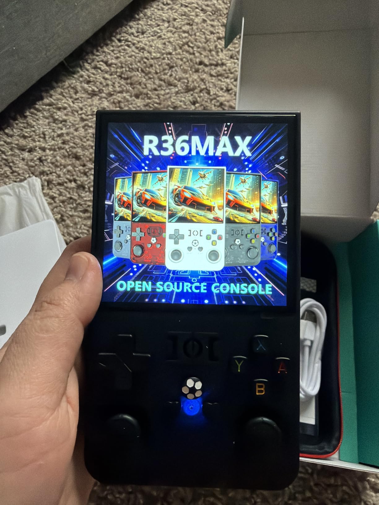 R36MAX Retro Handheld Game Console, 4.0 Inch 720x720 IPS Screen, 64GB Built-in 18,000+ Classic Game, Portable Hand Held Open Source Linux System, 4000mAh Battery Retro Gaming Console(Black 64GB) customer photo 1