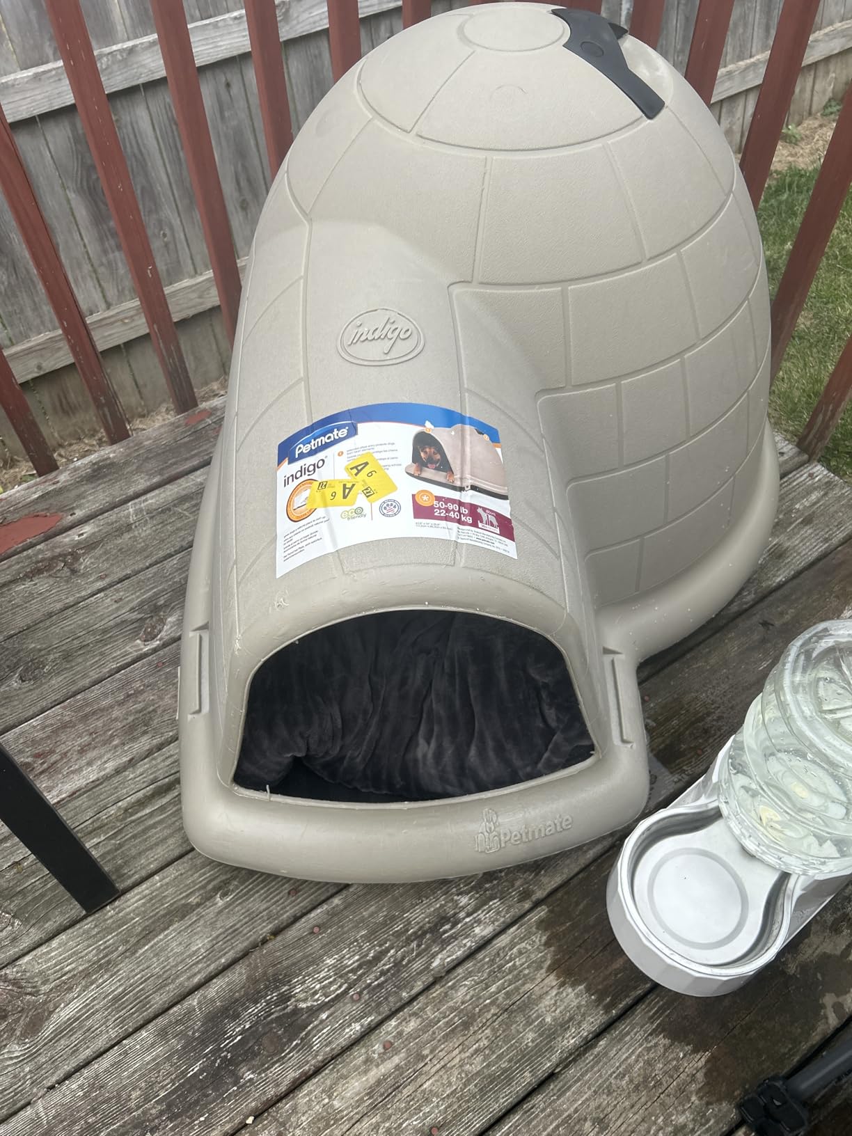 Petmate Large Dog House, Indigo Igloo Style, Taupe and Black | Weatherproof Construction for Dogs 50 to 90 Pounds, Made in USA customer photo 1