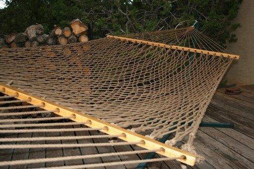Original Pawleys Island Large Oatmeal DuraCord Rope Hammock - 13 ft. x 55 in., 2-Person, 450 lb Capacity, Oak Spreader Bar, Zinc-Plated Hardware, Handcrafted in the USA customer photo 1