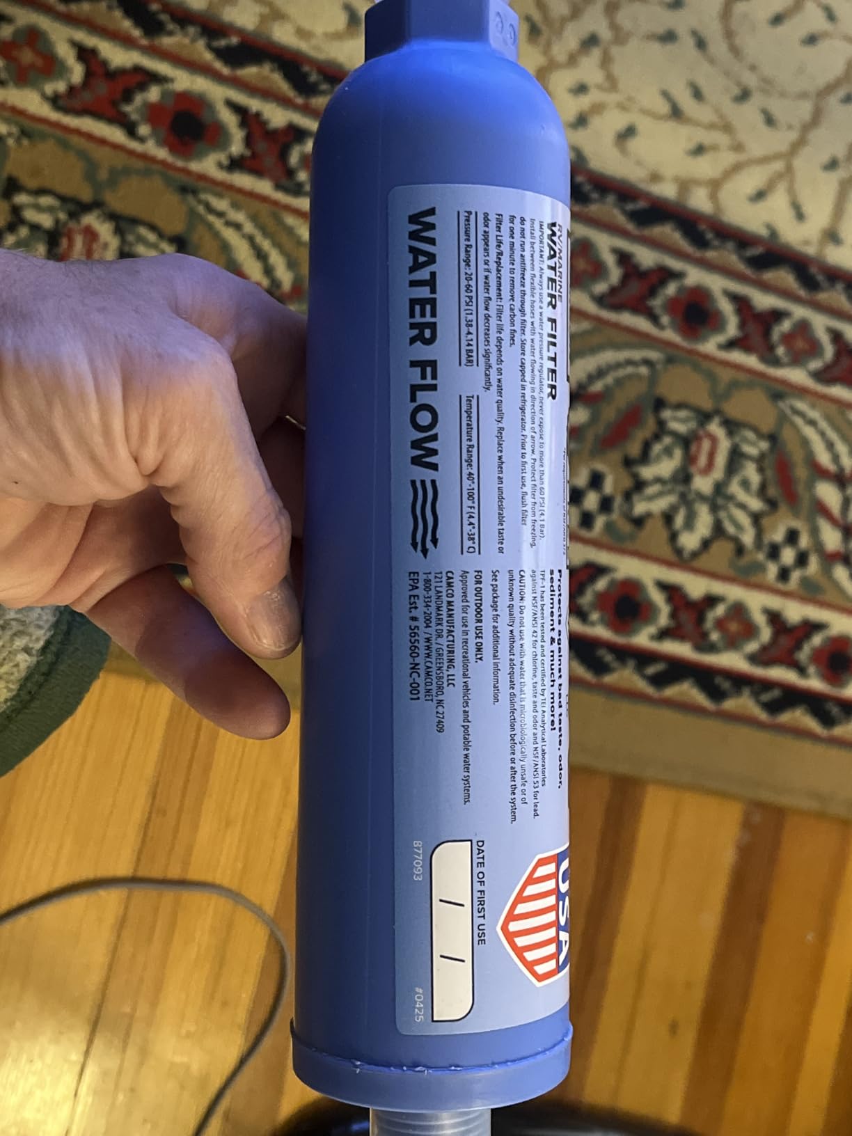 Camco Tastepure RV Water Filter - GAC & KDF Filtration - Made in the USA | Advanced RV Inline Water Filter with Flexible Hose Protector - Camping Essentials for Fresh Drinking Water (40043) customer photo 2