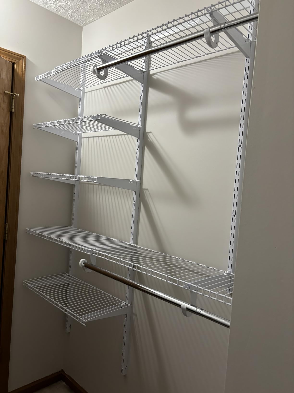 Rubbermaid Configurations Deluxe Custom Closet Kit 4-8 Ft. Adjustable Metal Wire Shelving Titanium Finish Expandable Organization System Hardware Included for Home Closet/Pantry/Laundry/Mudroom customer photo 1