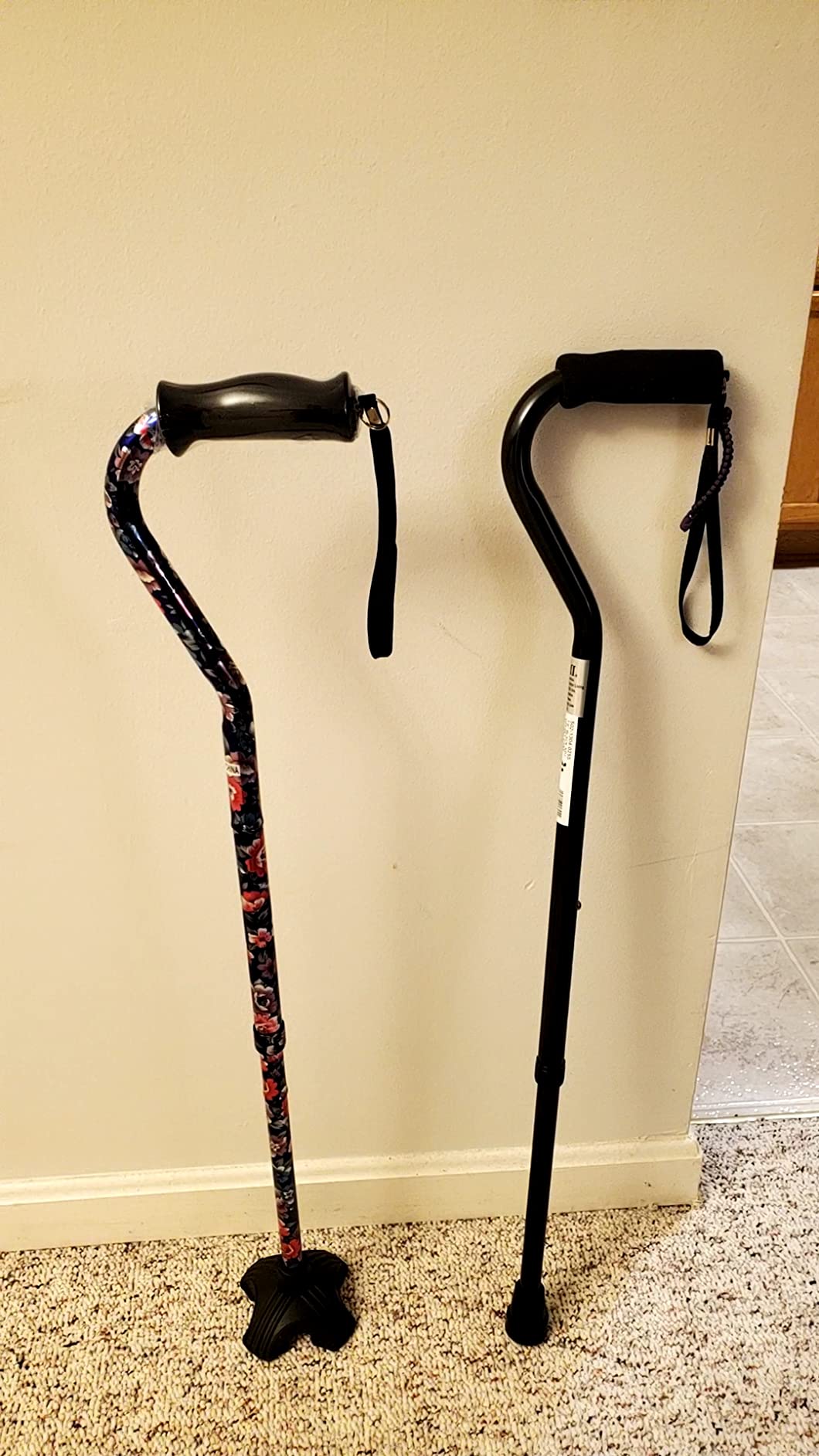 DMI Walking Cane and Walking Stick for Adult Men and Women, FSA Eligible, Lightweight and Adjustable from 30-39 Inches, Supports up to 250 Pounds with Ergonomic Hand Grip and Wrist Strap, Black customer photo 1
