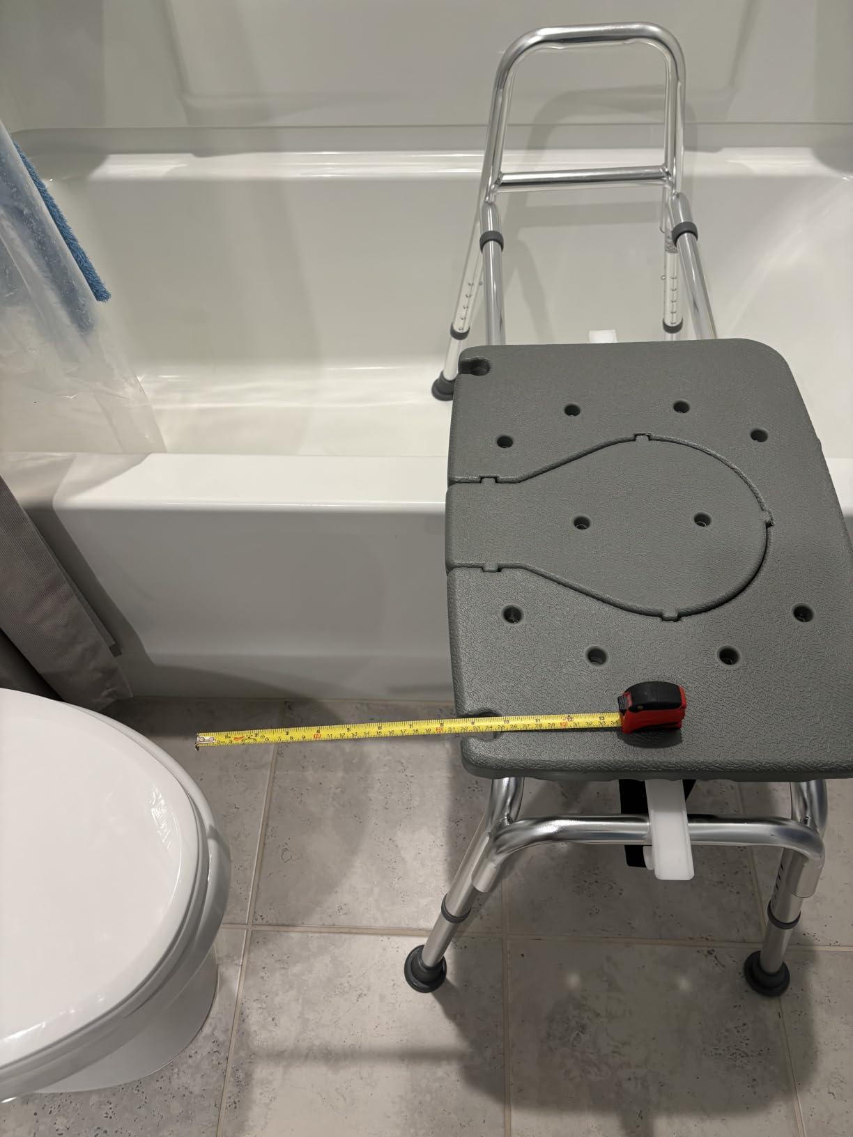 DMI Tub Transfer Bench and Shower Chair with Non Slip Aluminum Body, FSA Eligible, Adjustable Seat Height and Cut Out Access, Holds Weight up to 400 Lbs, Bath and Shower Safety, Transfer Bench customer photo 2