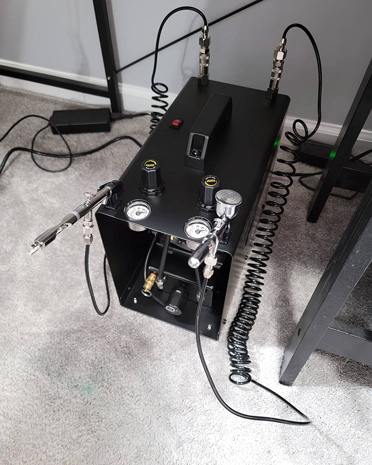 Iwata Power Jet Pro Dual Airbrush Compressor with 2L Air Tank, Dual Regulators, Auto Shut-Off Technology, 1-50 PSI Adjustable Output customer photo 1
