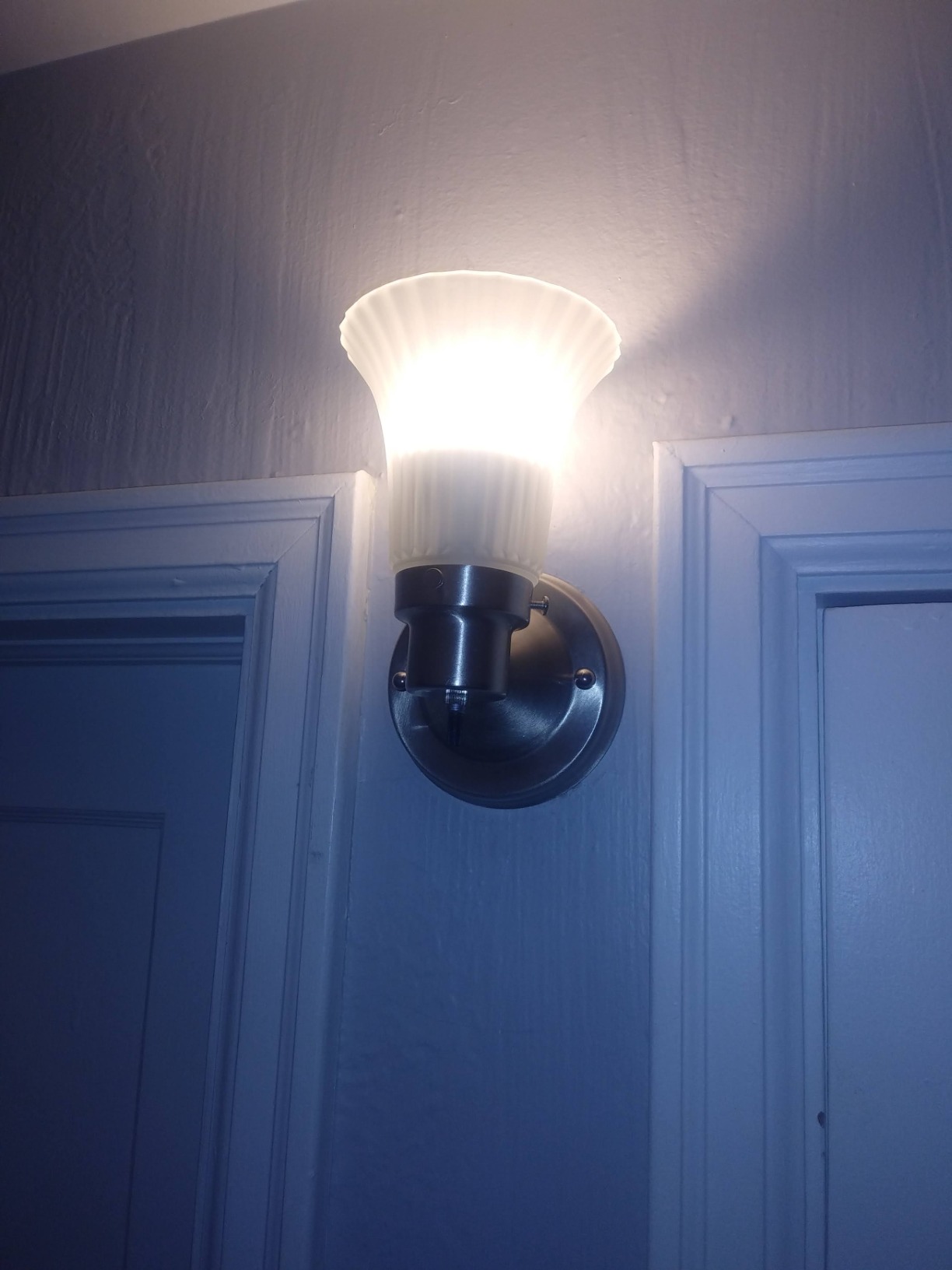 Design House Village Traditional 1-Light Indoor Dimmable Wall Sconce, Frosted Flute Glass, Twist On/Off Switch, Bathroom Bedroom Hallway, Oil-Rubbed Bronze, 8.25 in H x 5.1 in W, Uses 60W Bulb, 505115 customer photo 1