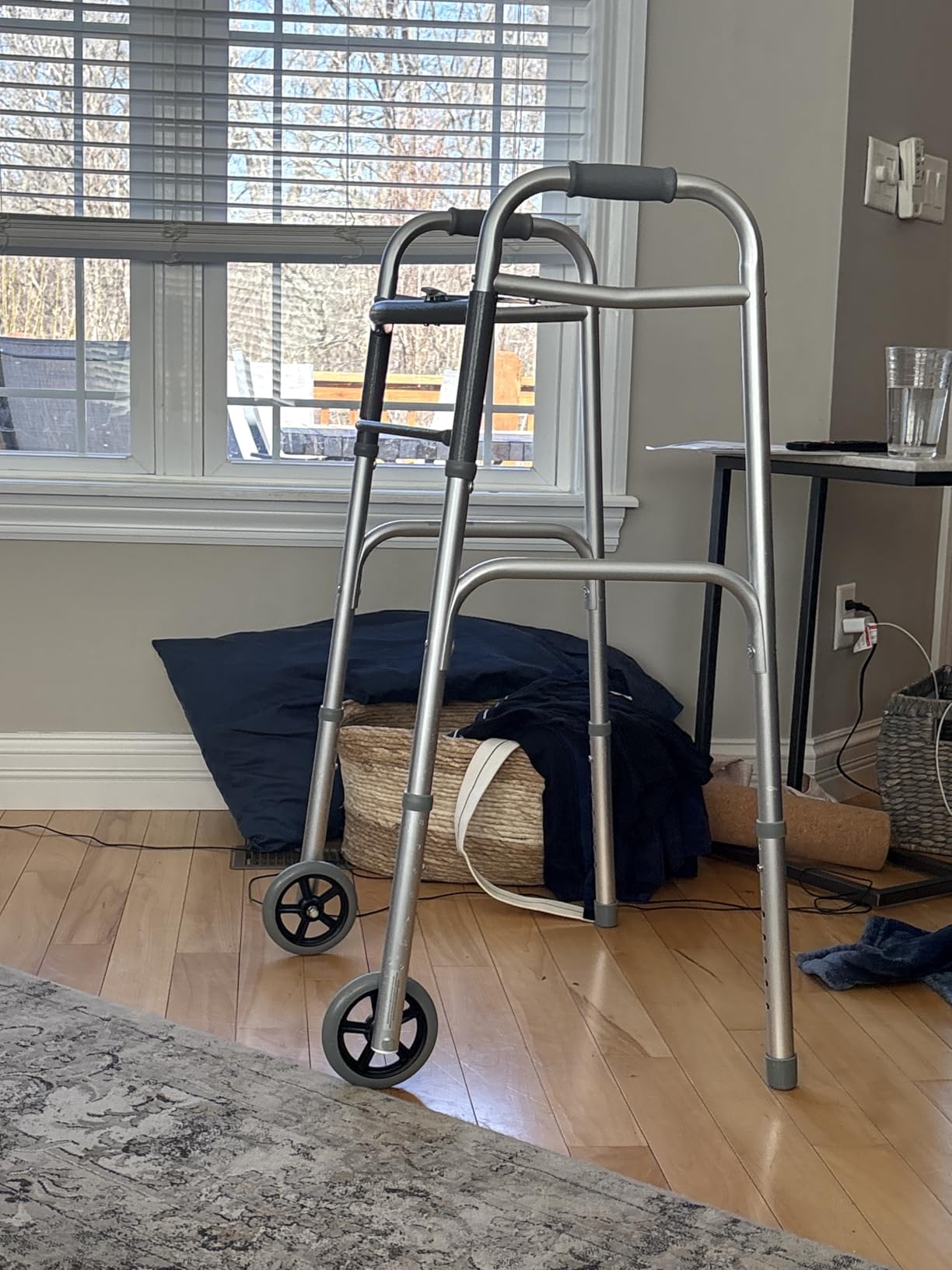 Medline Lightweight Two Button Folding Walker with 5