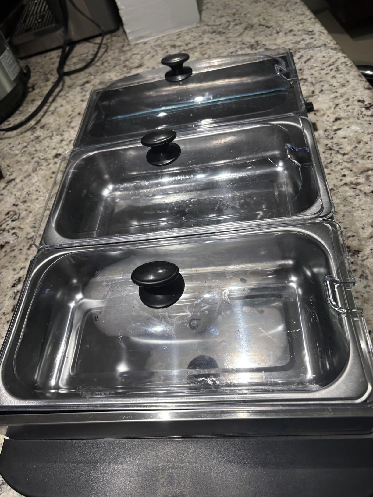Elite Gourmet EWM-6171 Triple Buffet Server, 7.5 Qt, Stainless Steel | Adjustable Temperature Control, Clear Slotted Lids - Great for Parties, Entertaining, Holidays & Catering - 3 x 2.5 Qt Trays customer photo 2