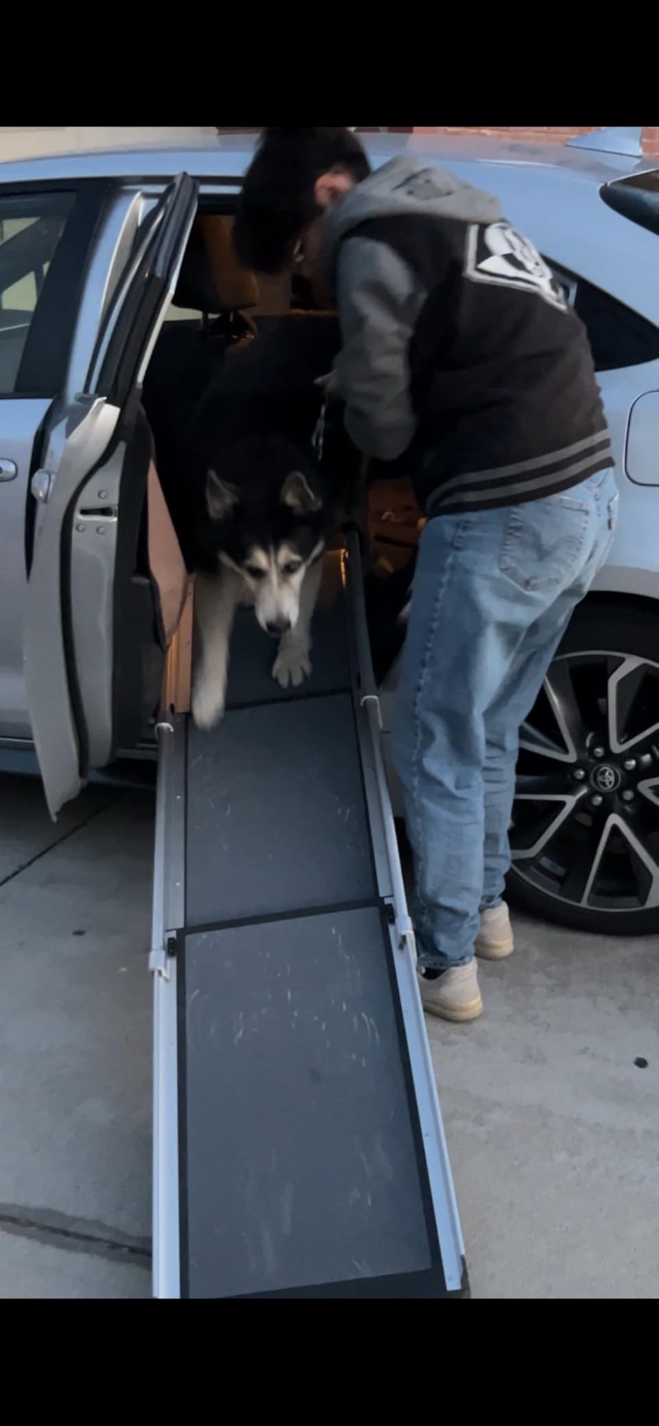 PetSafe Happy Ride Extra Long Telescoping Dog Ramp, Portable Pet Ramp for Cars, Trucks & SUVs with Adjustable Sizing | Extends 47-87 in to Reach Tall Trucks & SUVs, Rubber Feet, Side Rails, Safety Latch for Storage, Supports Dogs up to 300 Lb customer photo 2