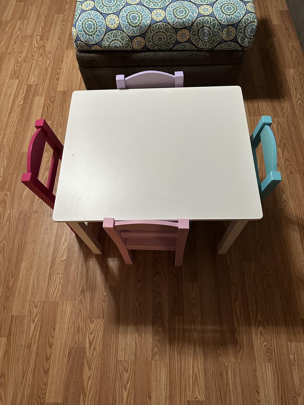 Humble Crew Toddler Table and Chair Set for Kids, Wood Activity Furniture | Sturdy 5 piece playroom or bedroom desk, perfect size for crafts, snacks, homework, and learning, includes 4 matching seats customer photo 1