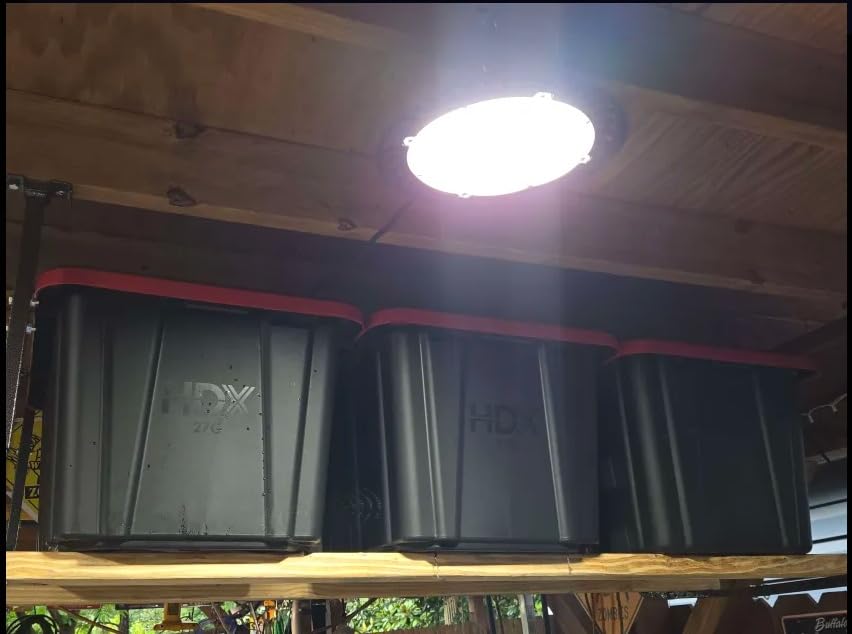 HyLoft 33 in. x 34 in. Adjustable Garage Ceiling Mount Storage Rack Kit, Garage Overhead Storage Bracket, 80842-10, White customer photo 2