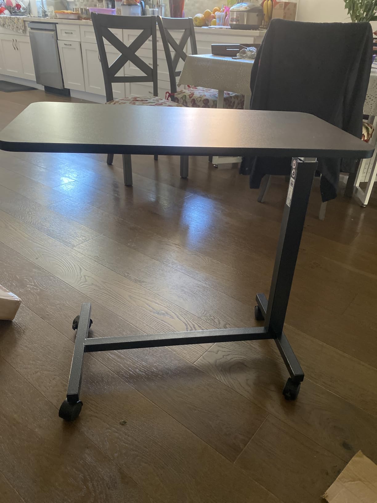 Drive Medical Overbed Table with Wheels, Woodgrain Top, Silver Vein customer photo 1