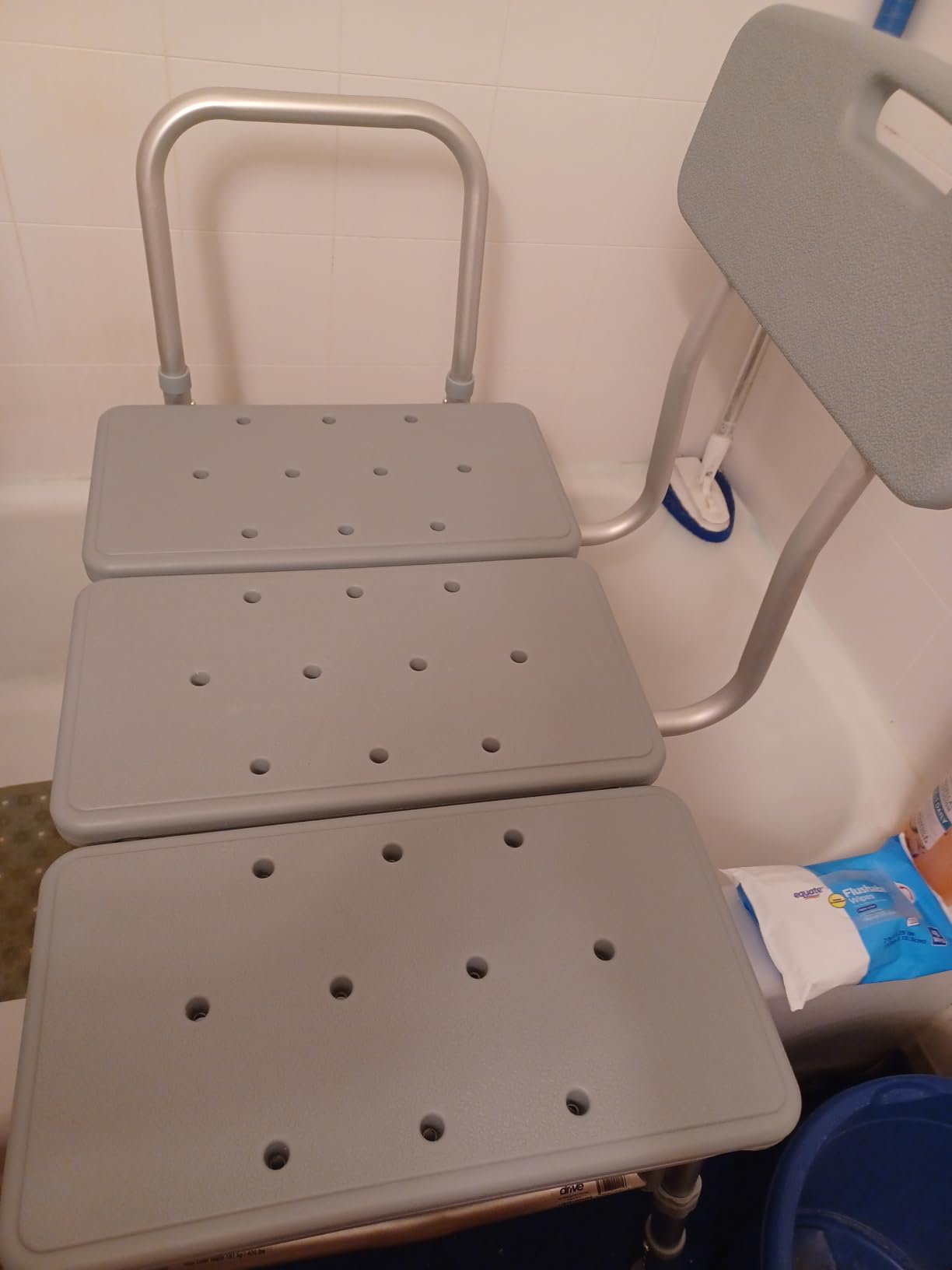 Drive Medical Tub Transfer Bench for Bathtub, Height Adjustable Aluminum Transfer Bench with Backrest, 350 Lb Capacity customer photo 1