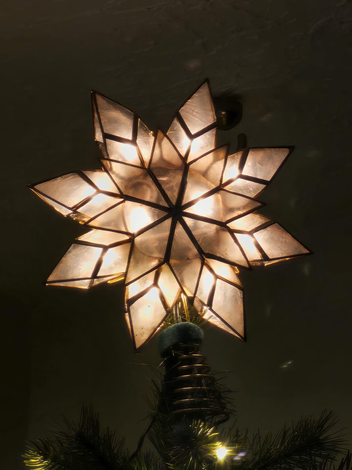 Kurt Adler UL 10L Capiz Clear Star Treetop | Capiz Star Lighted Tree Topper, Iridescent Ivory & Gold, UL Listed, Eight Point Faceted Design customer photo 2
