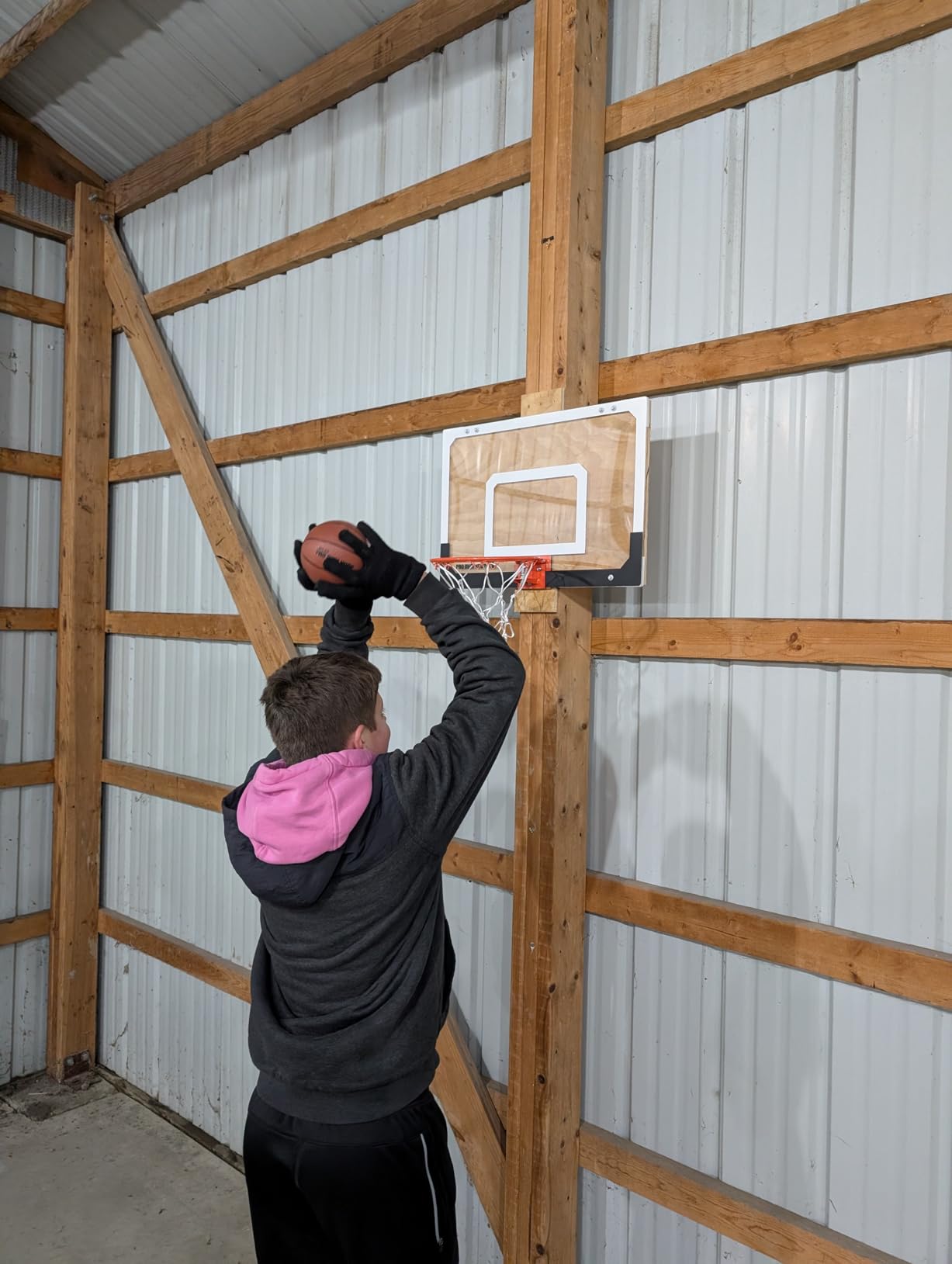 SKLZ Pro Mini Indoor Basketball Hoop with Ball, Over the Door, Shatter-Proof Backboard, Spring-Action Break-Away Steel Rim, Great for Home, Dorm Room, and Office customer photo 2