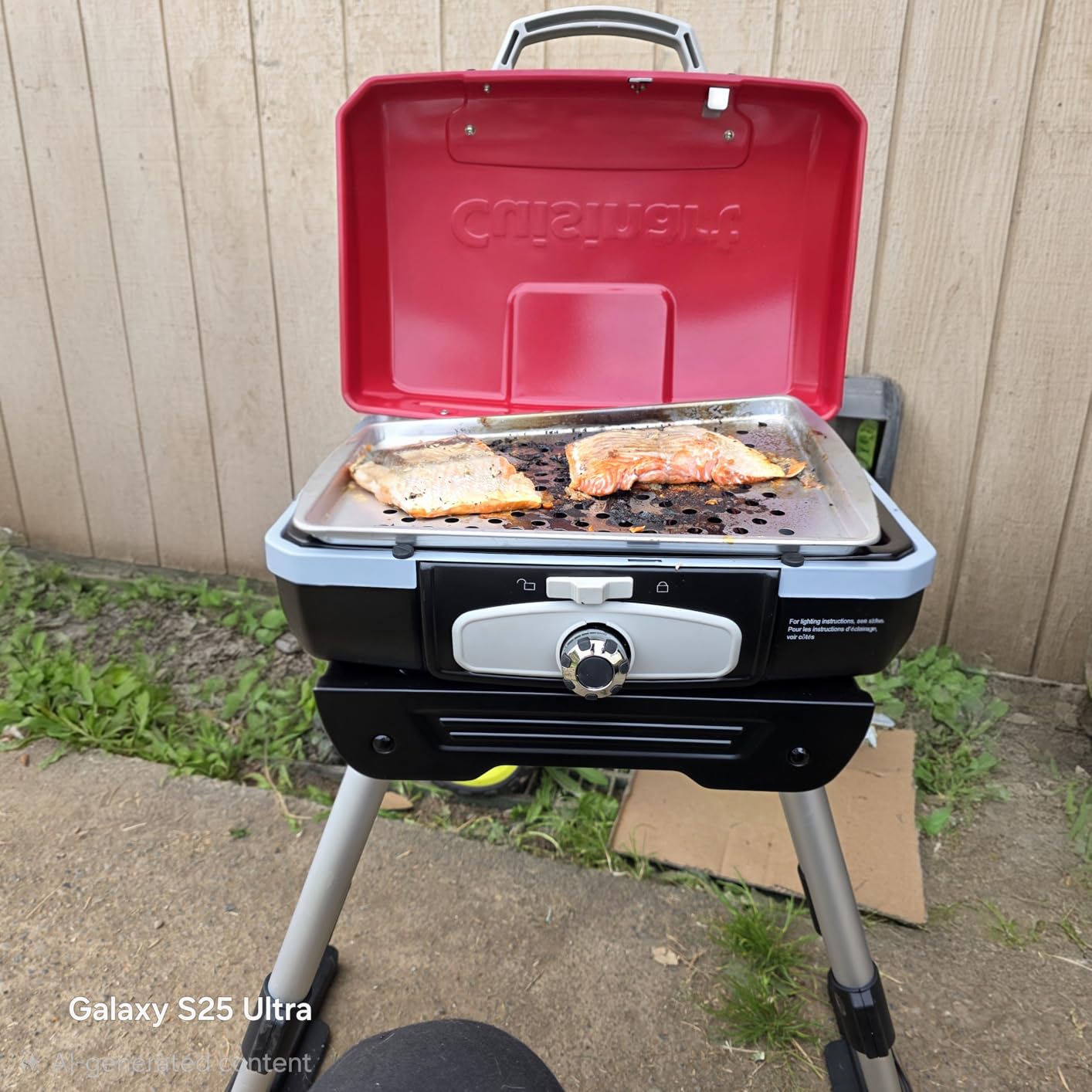 Cuisinart Gas Grill w/VersaStand, Petite Gourmet, Portable, 5,500 BTU | Compact propane grill with 150 sq. in. surface, ideal camping grill for 8 burgers or 6-10 chicken breasts, CGG-180 customer photo 2