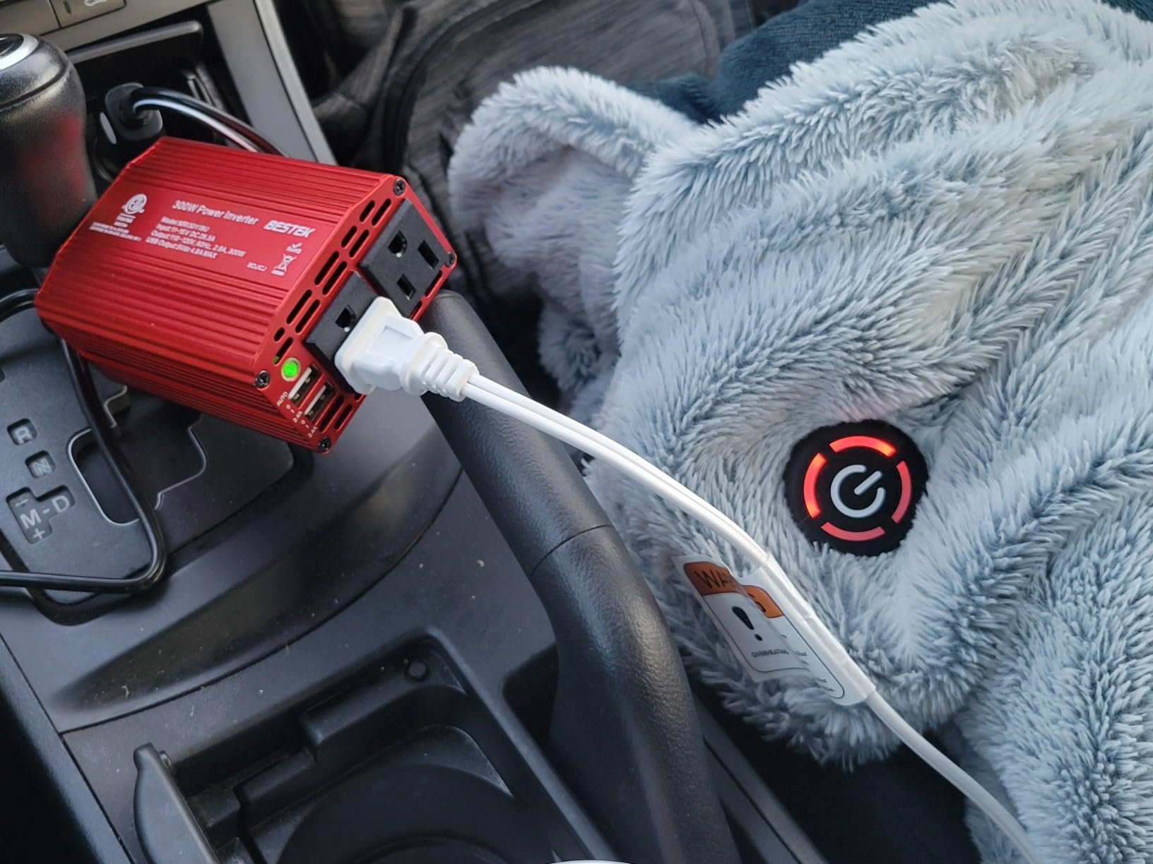 BESTEK Power Inverter DC 12-17V to AC 110V - 300W Car Plug Adapter Outlet | 4.8A Dual USB Fast Charging Port, Vehicle Charger Cigarette Lighter Adapter for Phone, Laptop on Road Trip - Aluminum Housing customer photo 1