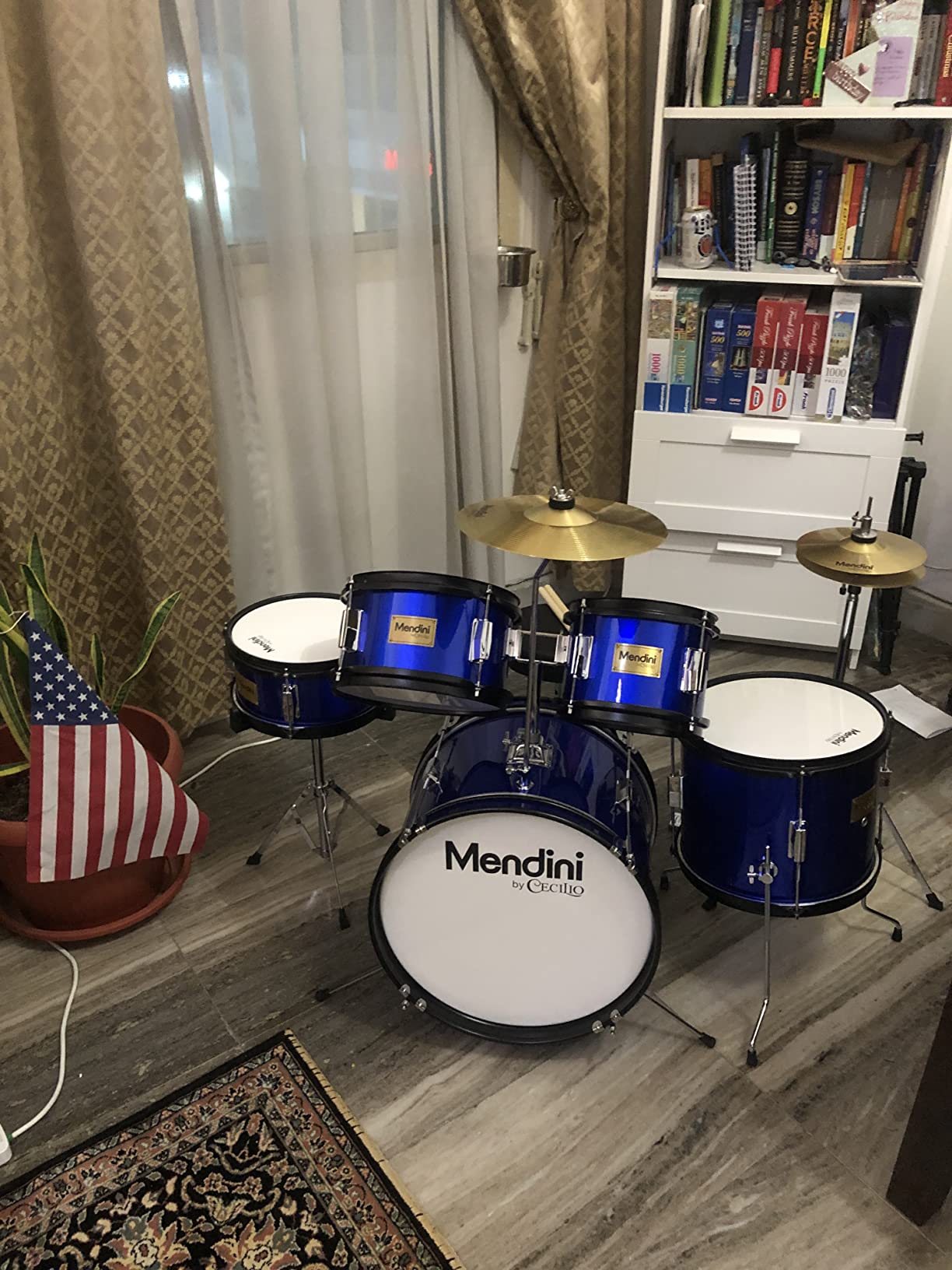 Mendini by Cecilio 5 Piece 16 Inch Junior Drums Set - Metallic Blue | Drum Set with Bass, Toms, Snare Drum, Cymbal, Hi-Hat, Drumsticks & Adjustable Padded Seat for Beginner customer photo 2