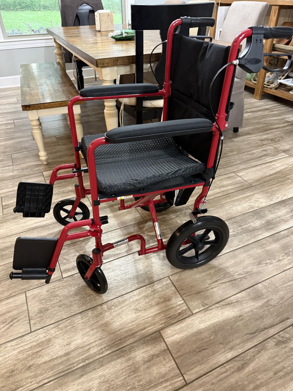 Lightweight Expedition Transport Wheelchair with Hand Brakes, Red, Lightweight Expedition Frame for Safe Everyday Use customer photo 1
