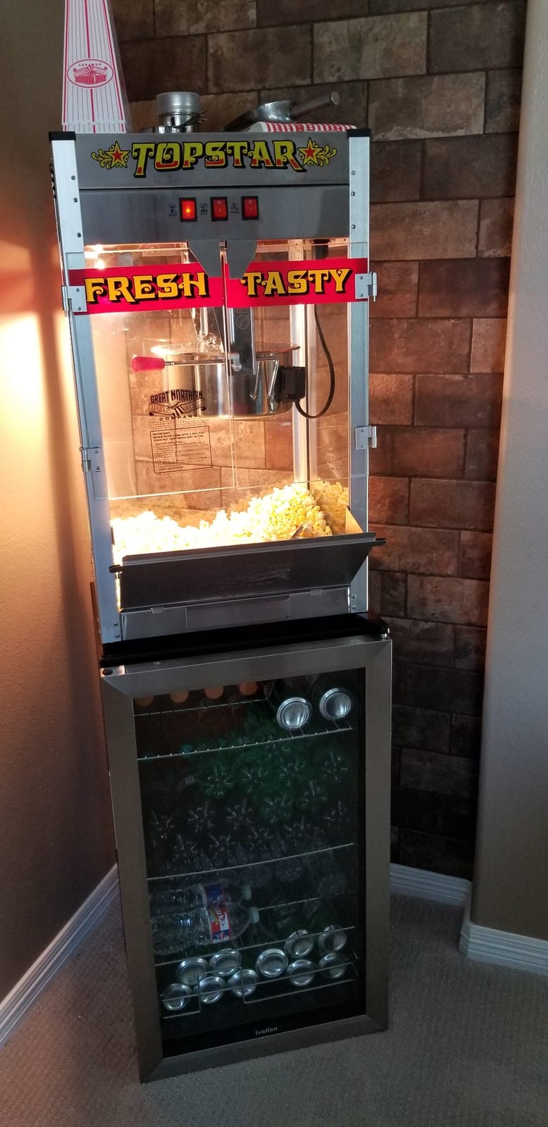 Top Star Popcorn Machine - 12oz Stainless-Steel Kettle, Reject Kernel Tray, Warming Light, and Accessories by Great Northern Popcorn (Red and Yellow) customer photo 1